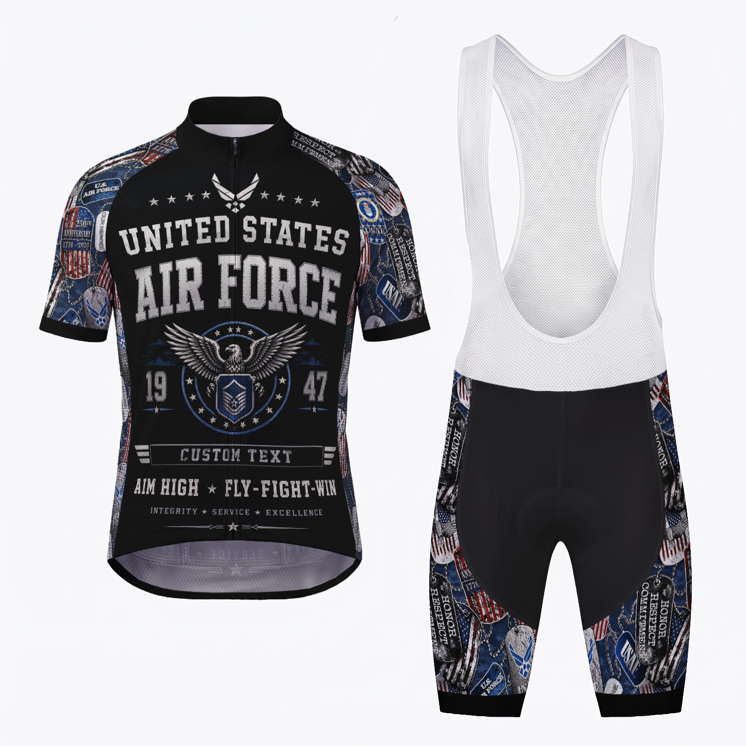 Custom Air Force Cycling Jersey Personalized Veteran Rank Bike Jersey