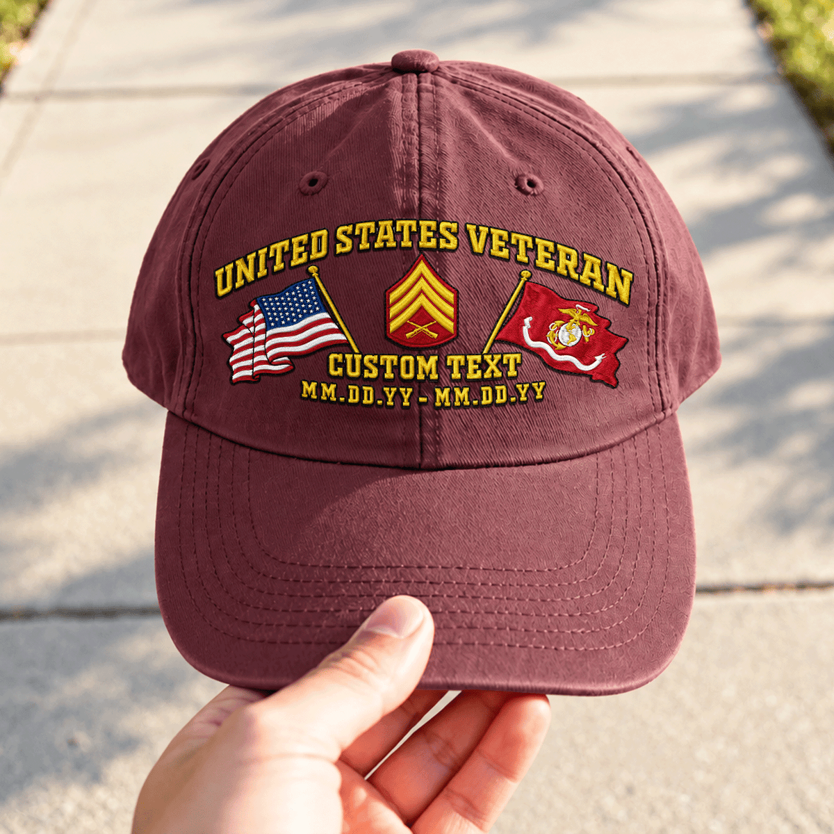 Custom USMC Embroidered Cap Personalized Rank and Custom Text