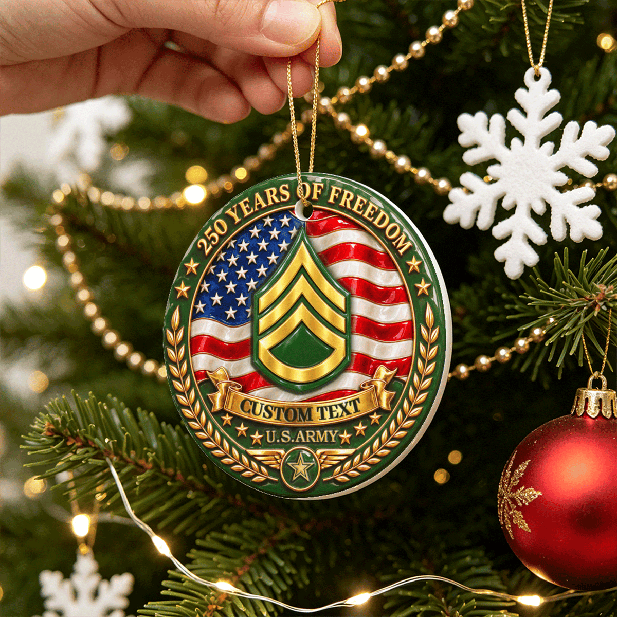 Personalized U.S. Air Force Ornament Custom Rank and Military Text