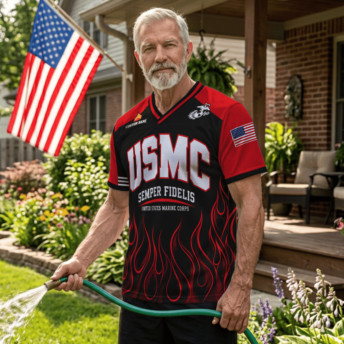 Custom USMC Jersey Personalized Military Rank Name Text and Number