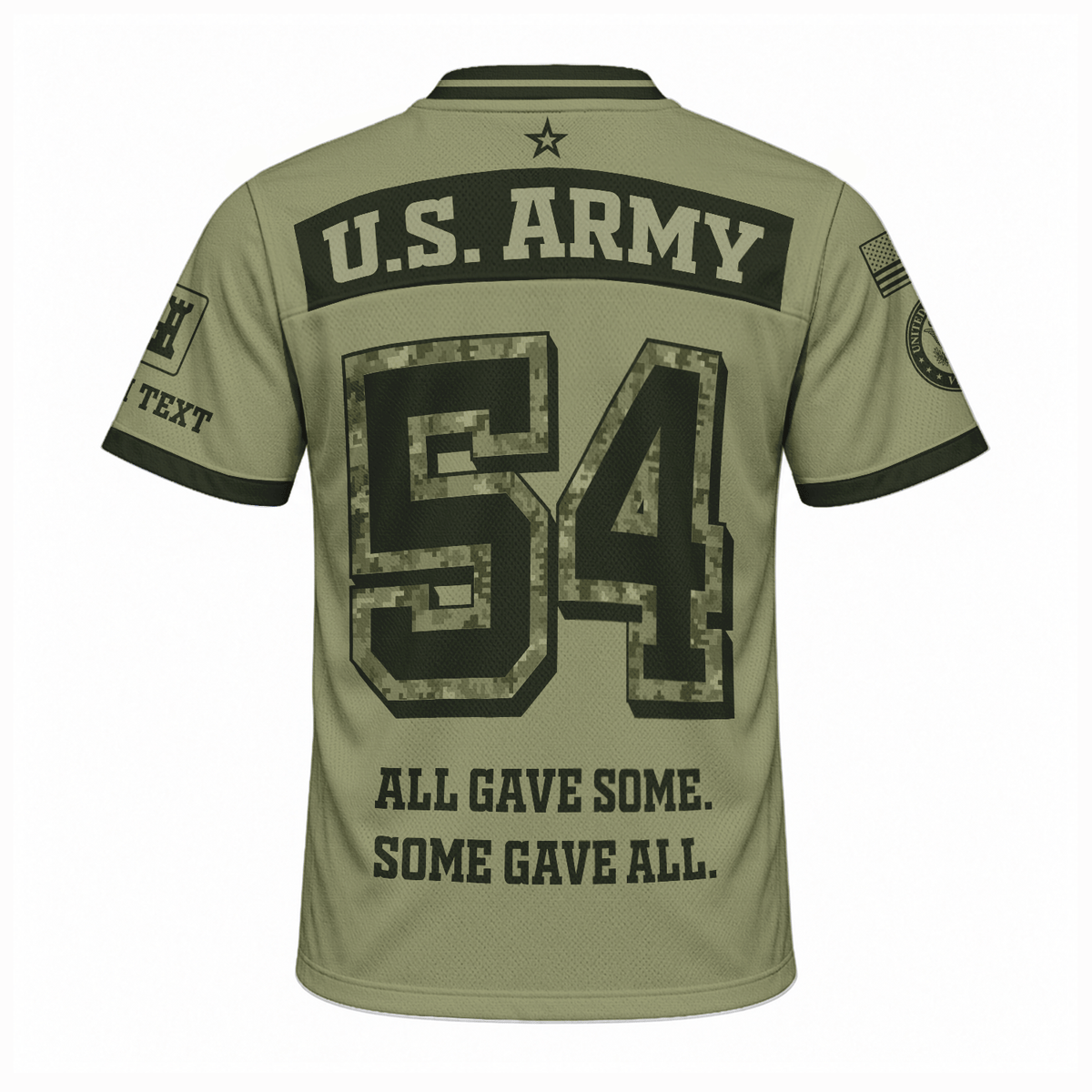 U.S. Army Military Jersey Custom Rank Name and Jersey Number Personalized Veteran Gift