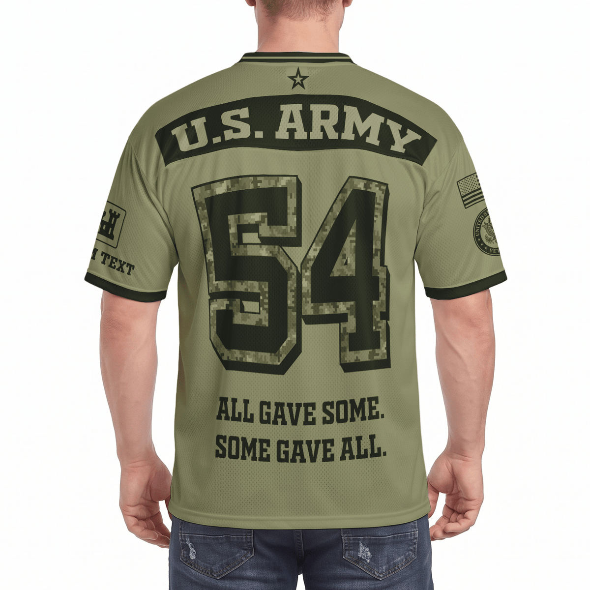 U.S. Army Military Jersey Custom Rank Name and Jersey Number Personalized Veteran Gift