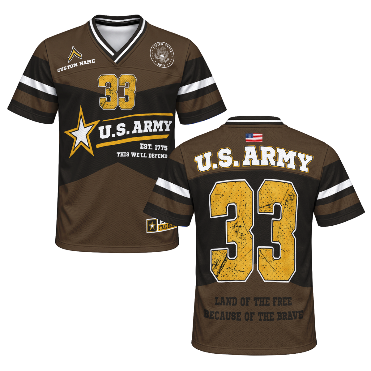 Custom Army Sports Jersey Personalized Rank Name and Jersey Number for Veterans and Soldiers