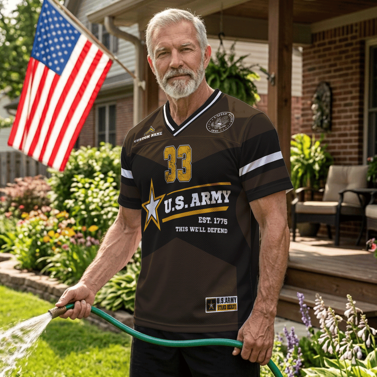 Custom Army Sports Jersey Personalized Rank Name and Jersey Number for Veterans and Soldiers