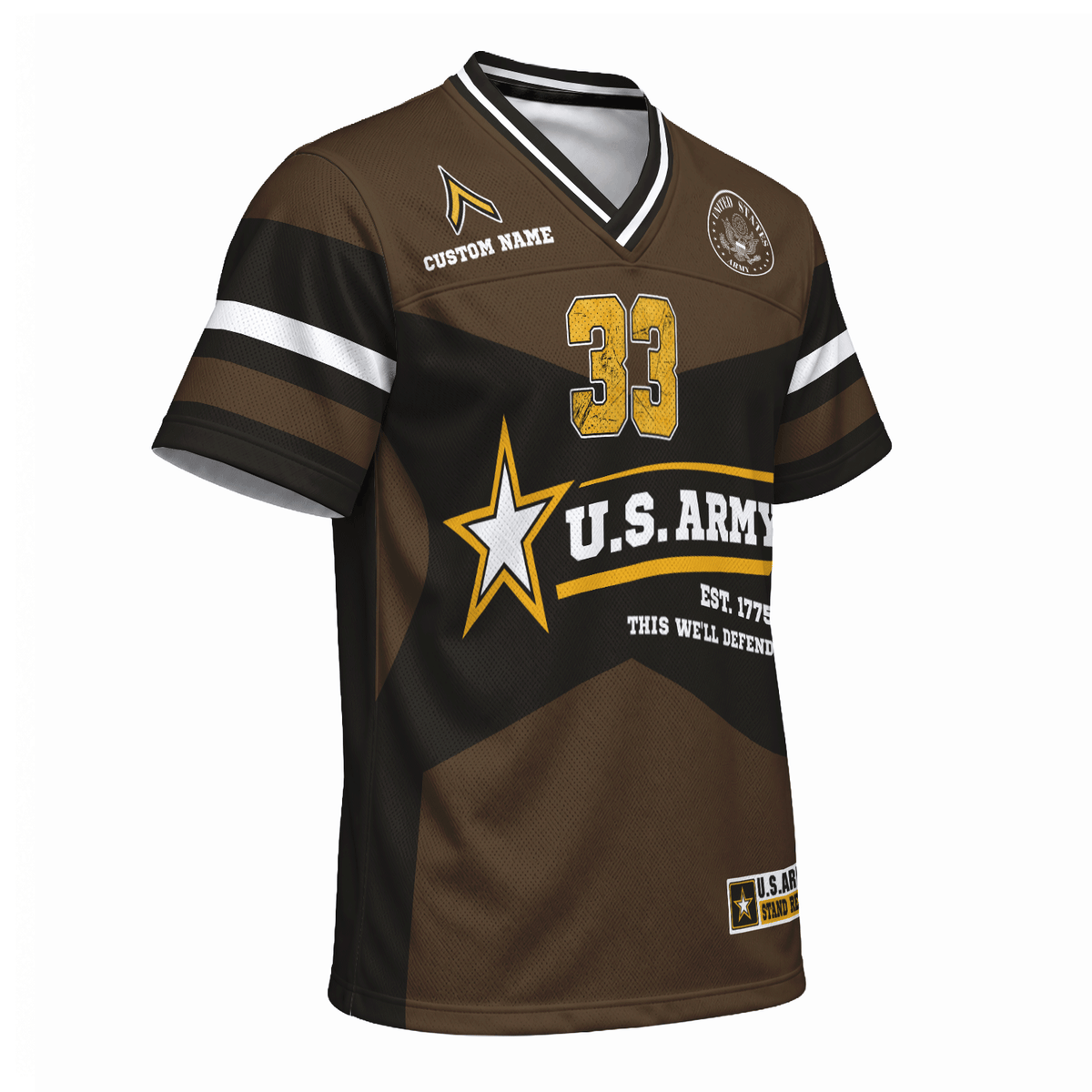 Custom Army Sports Jersey Personalized Rank Name and Jersey Number for Veterans and Soldiers