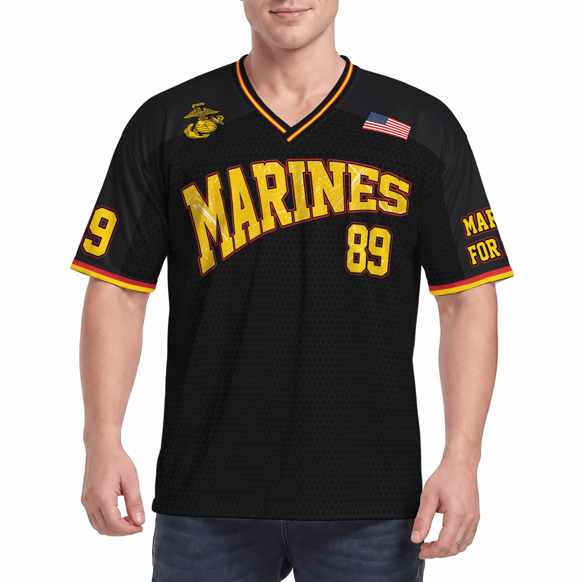 Personalized USMC Sports Jersey Custom Rank Text and Jersey Number