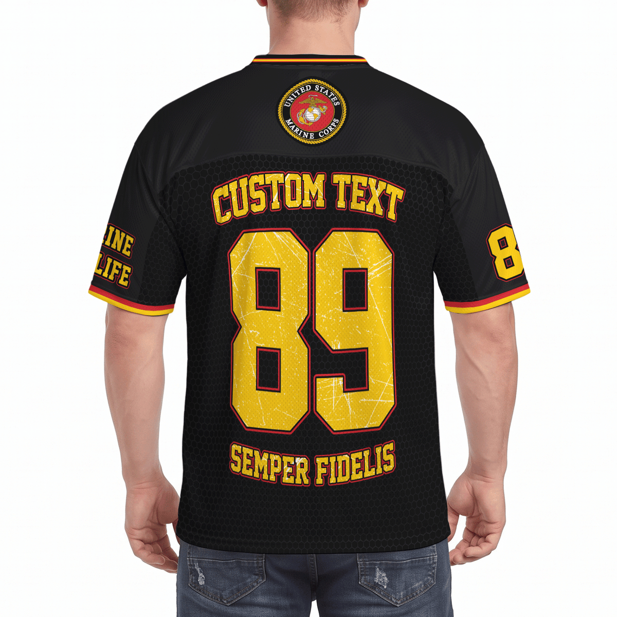 Personalized USMC Sports Jersey Custom Rank Text and Jersey Number