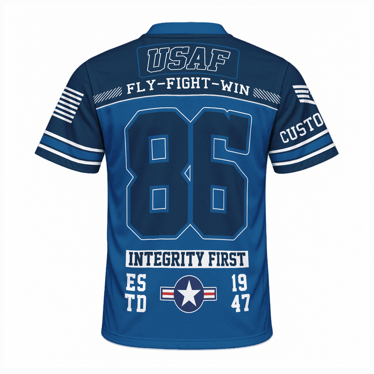 Personalized U.S. Air Force Sports Jersey Custom Rank Text and Jersey Number