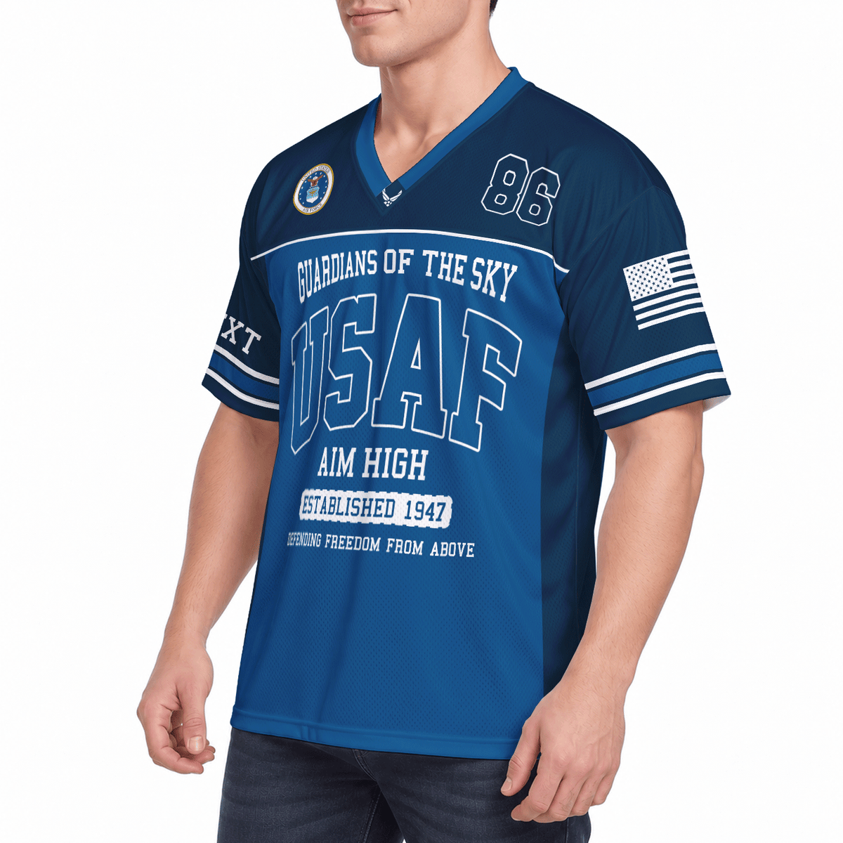 Personalized U.S. Air Force Sports Jersey Custom Rank Text and Jersey Number