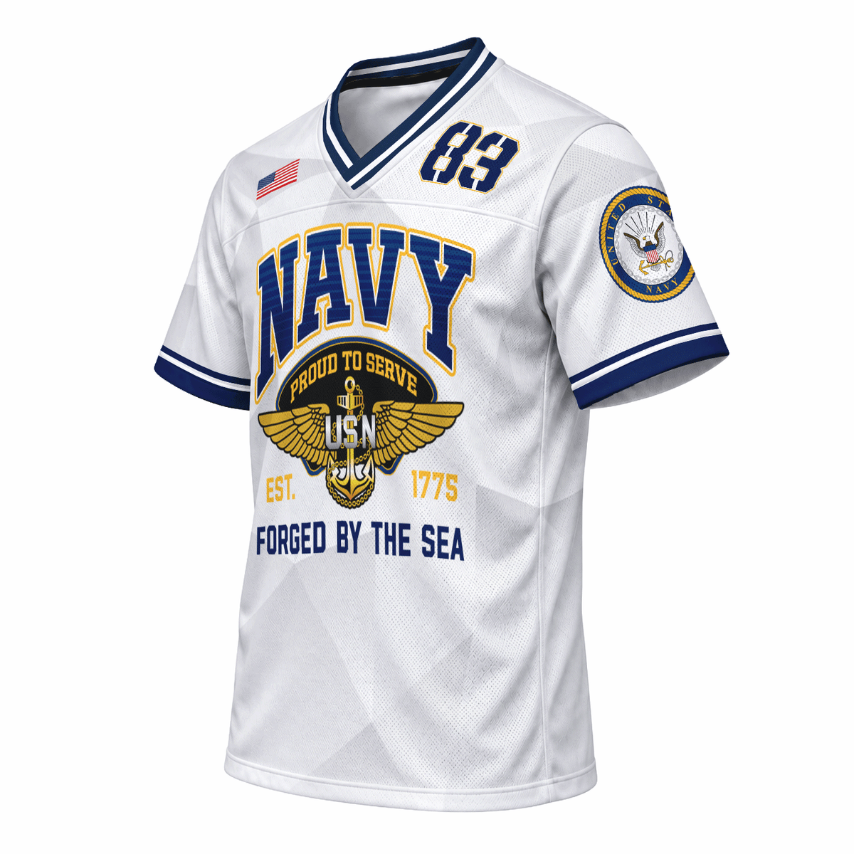 Custom Navy Veteran Sports Jersey Personalized Rank Number and Text