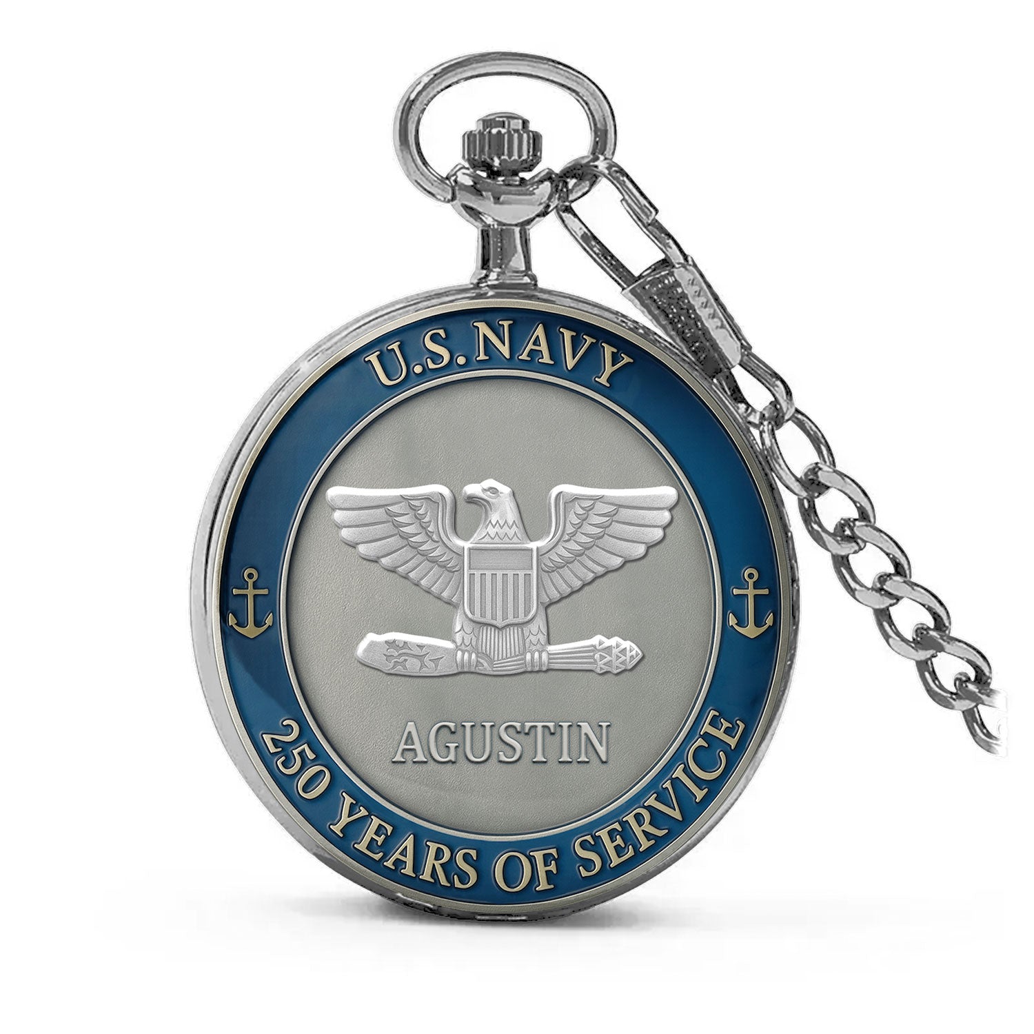 Personalized US Navy 250 Years Of Service Pocket Watch