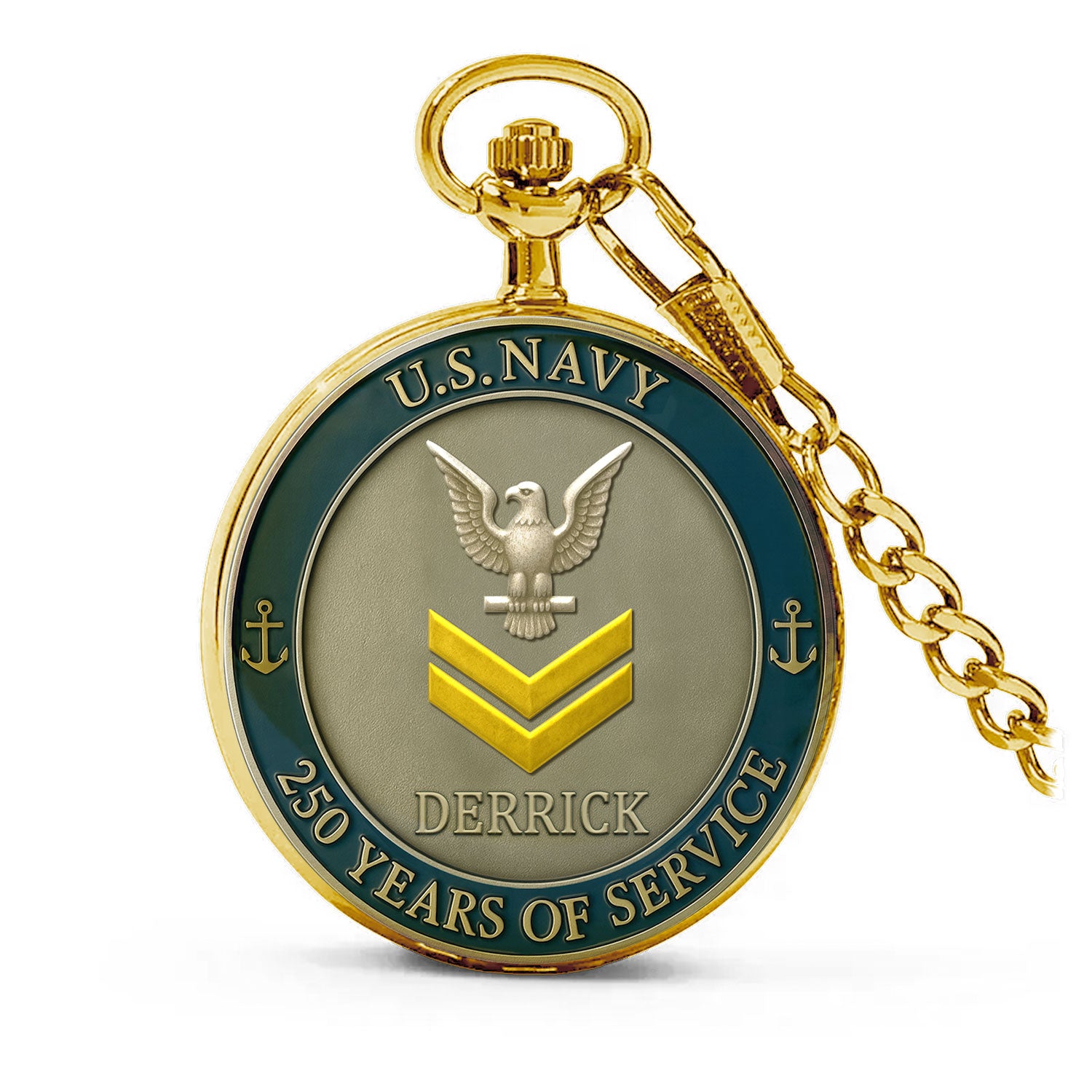 Personalized US Navy 250 Years Of Service Pocket Watch