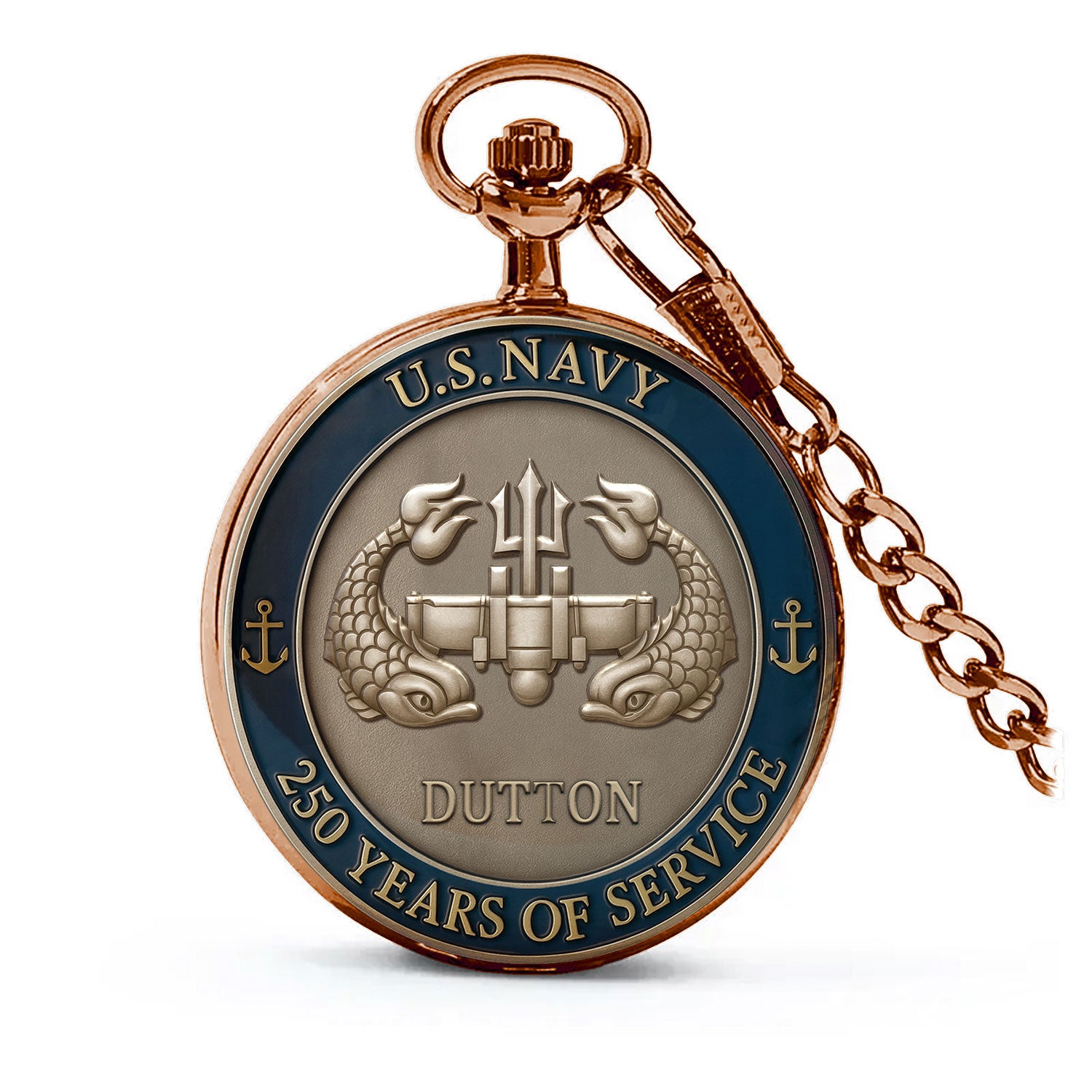 Personalized US Navy 250 Years Of Service Pocket Watch