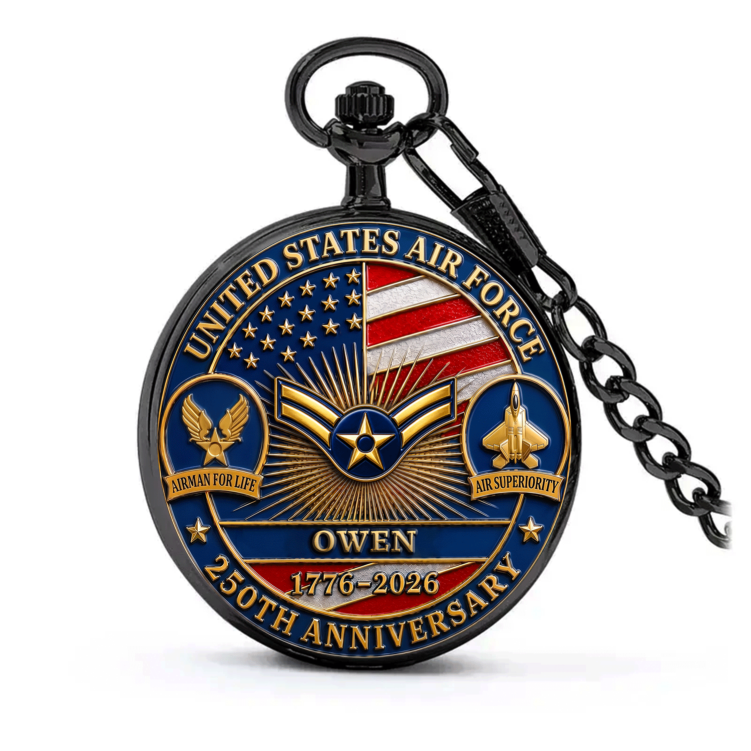 Personalized Air Force Pocket Watch Veteran Retirement Gift