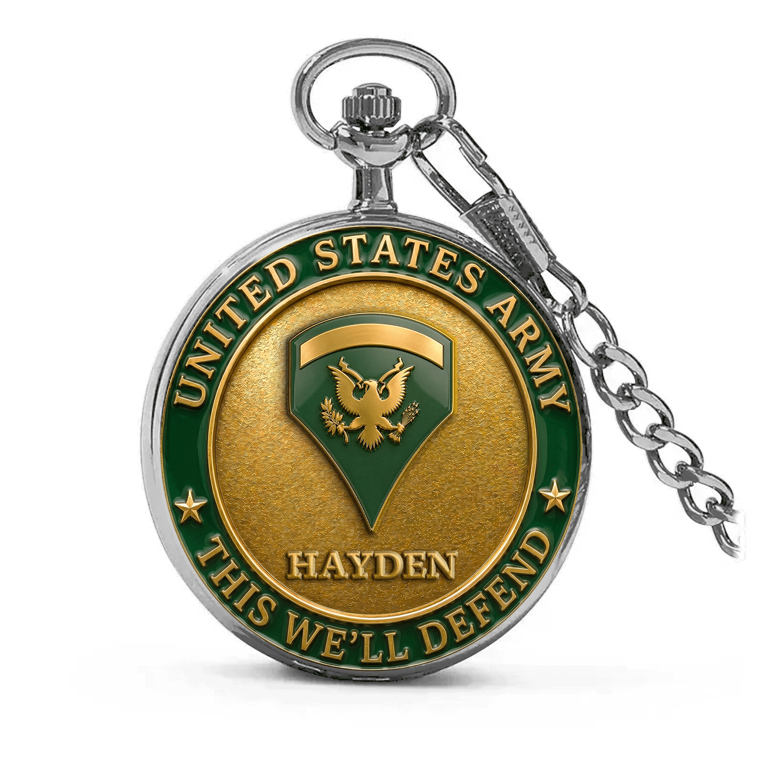 Army 250 Years Pocket Watch Custom Rank and Name Gift