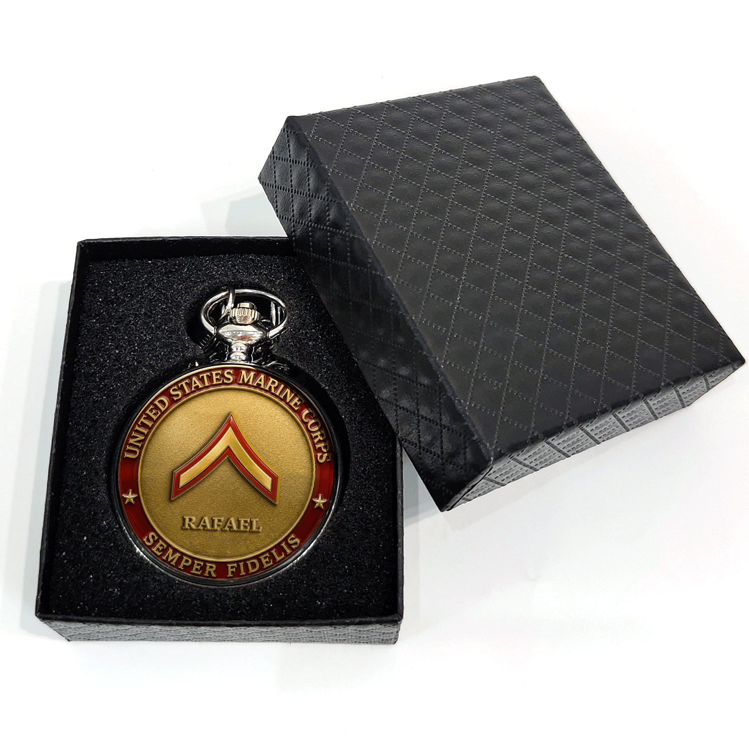 USMC Rank Name Pocket Watch Personalized Gift