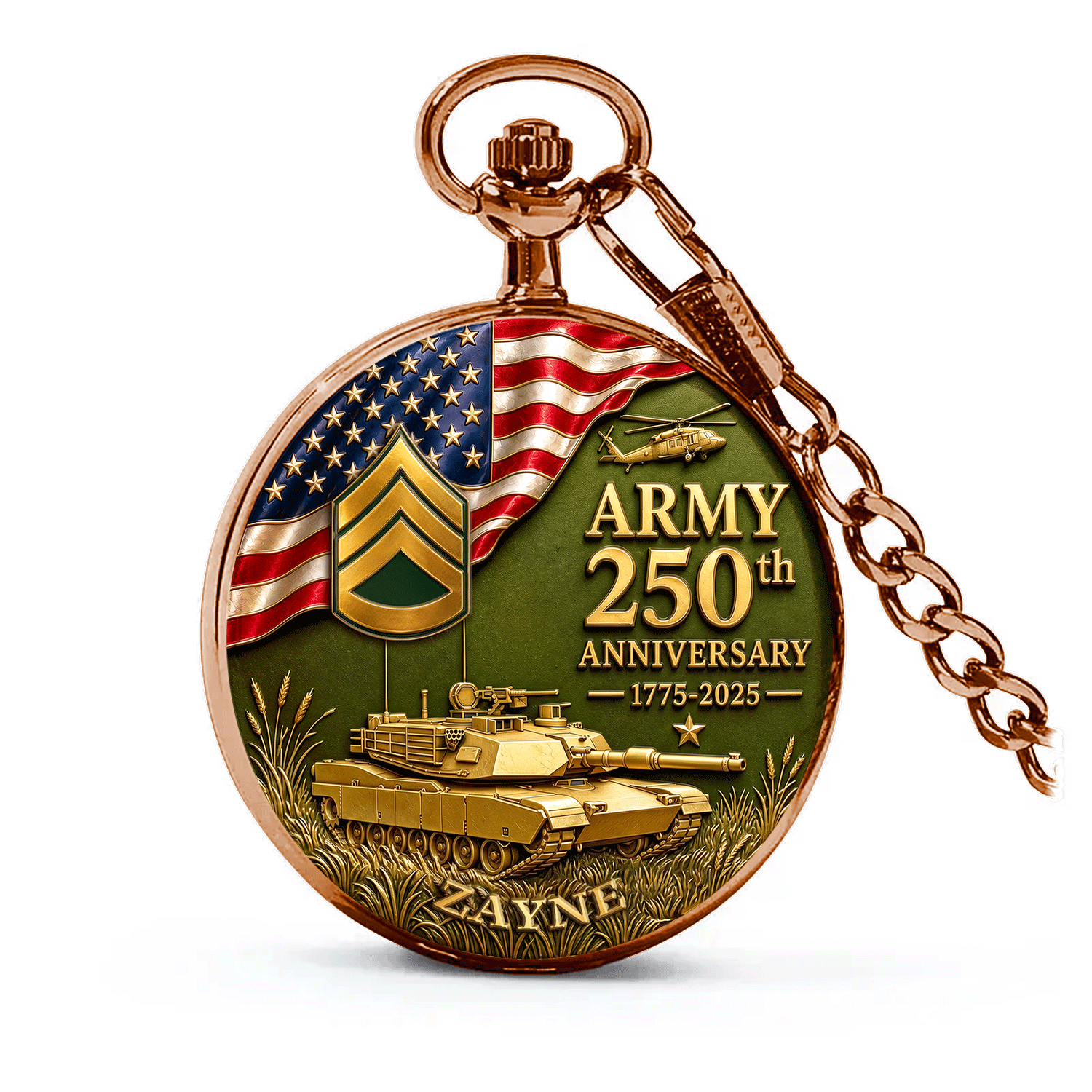 Army Veteran Personalized Pocket Watch 1776-2026 Gift