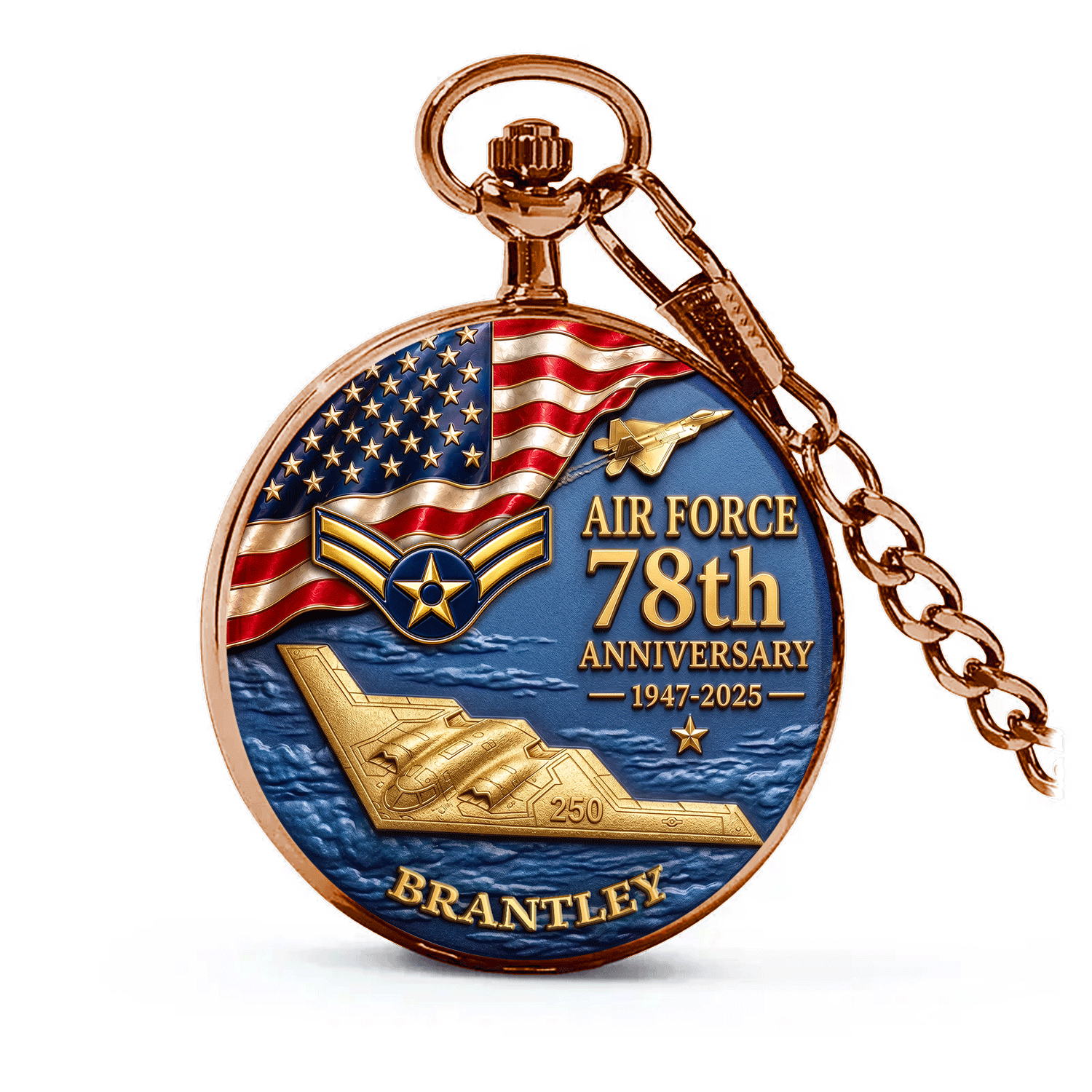 Air Force Veteran Pocket Watch 250th Anniversary Keepsake