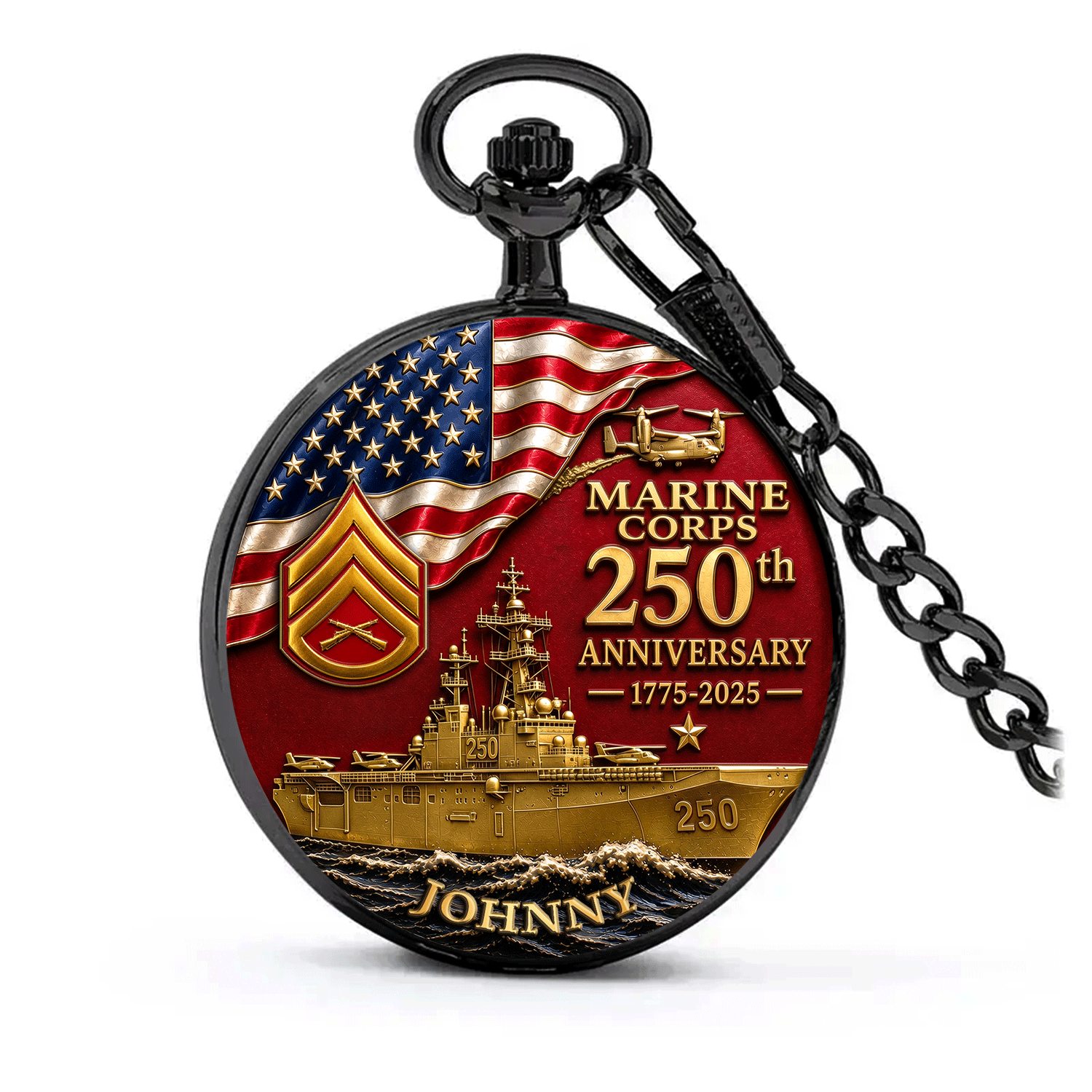 Marine Veteran Pocket Watch 250th Anniversary Keepsake