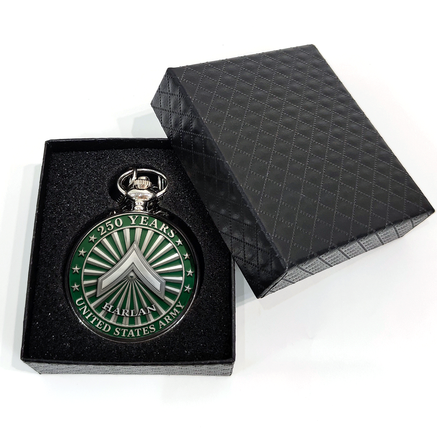 US Army Custom Rank Name Pocket Watch Collectible Gift