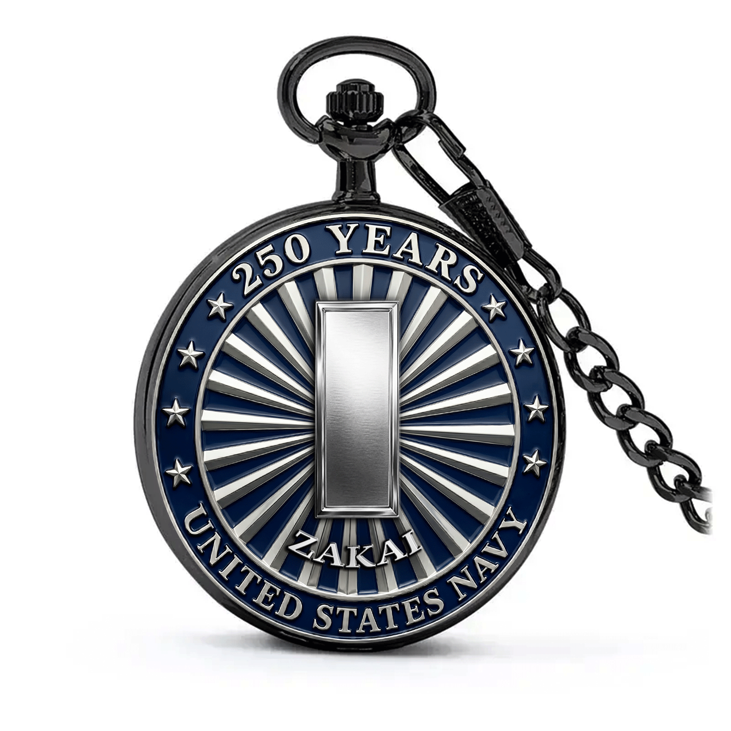 US Navy Veteran Gift Pocket Watch Custom Rank and Name