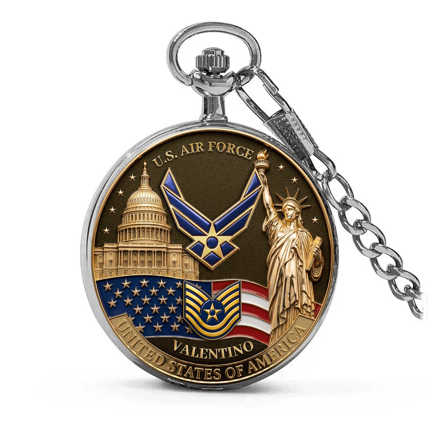 US Air Force Military Pocket Watch Veteran Appreciation Gift
