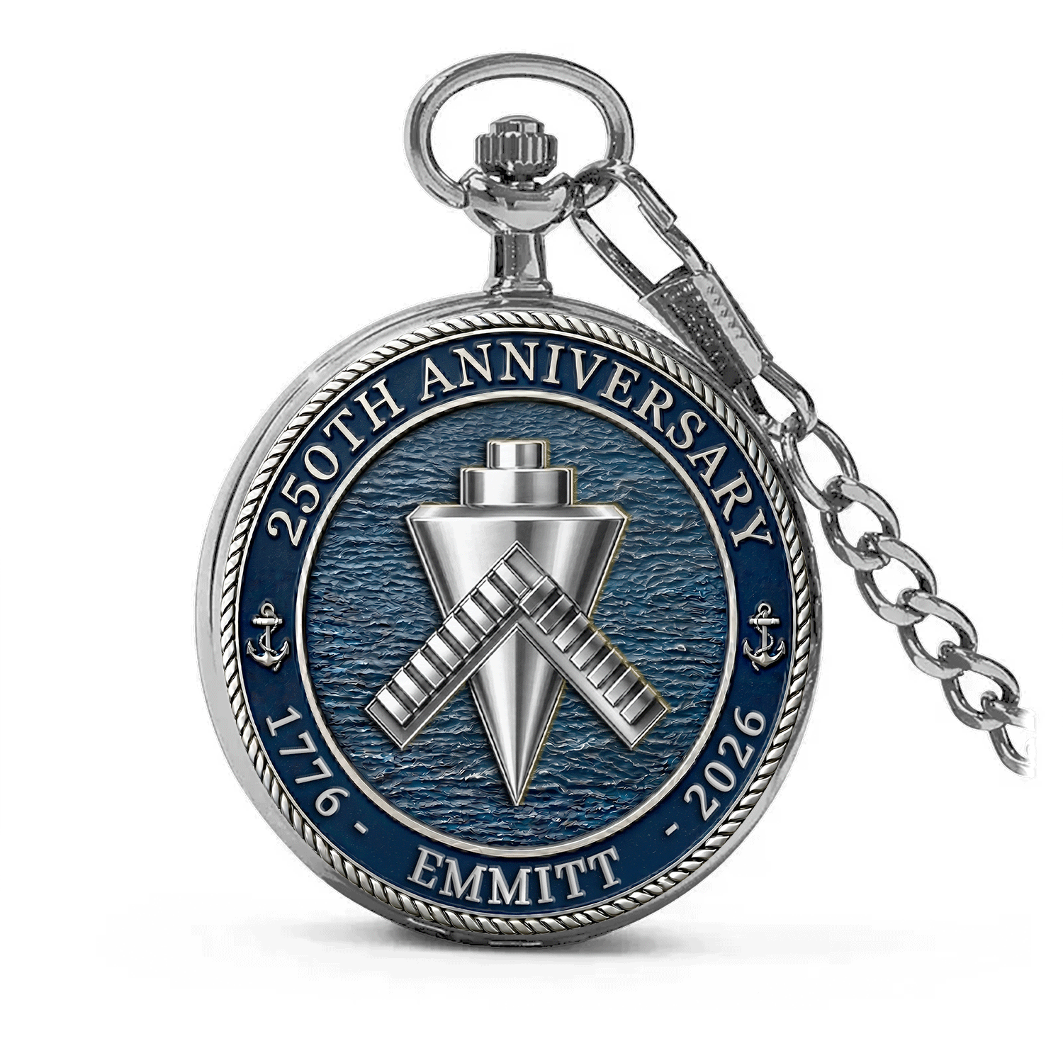 Custom US Navy Pocket Watch Veteran Retirement Keepsake