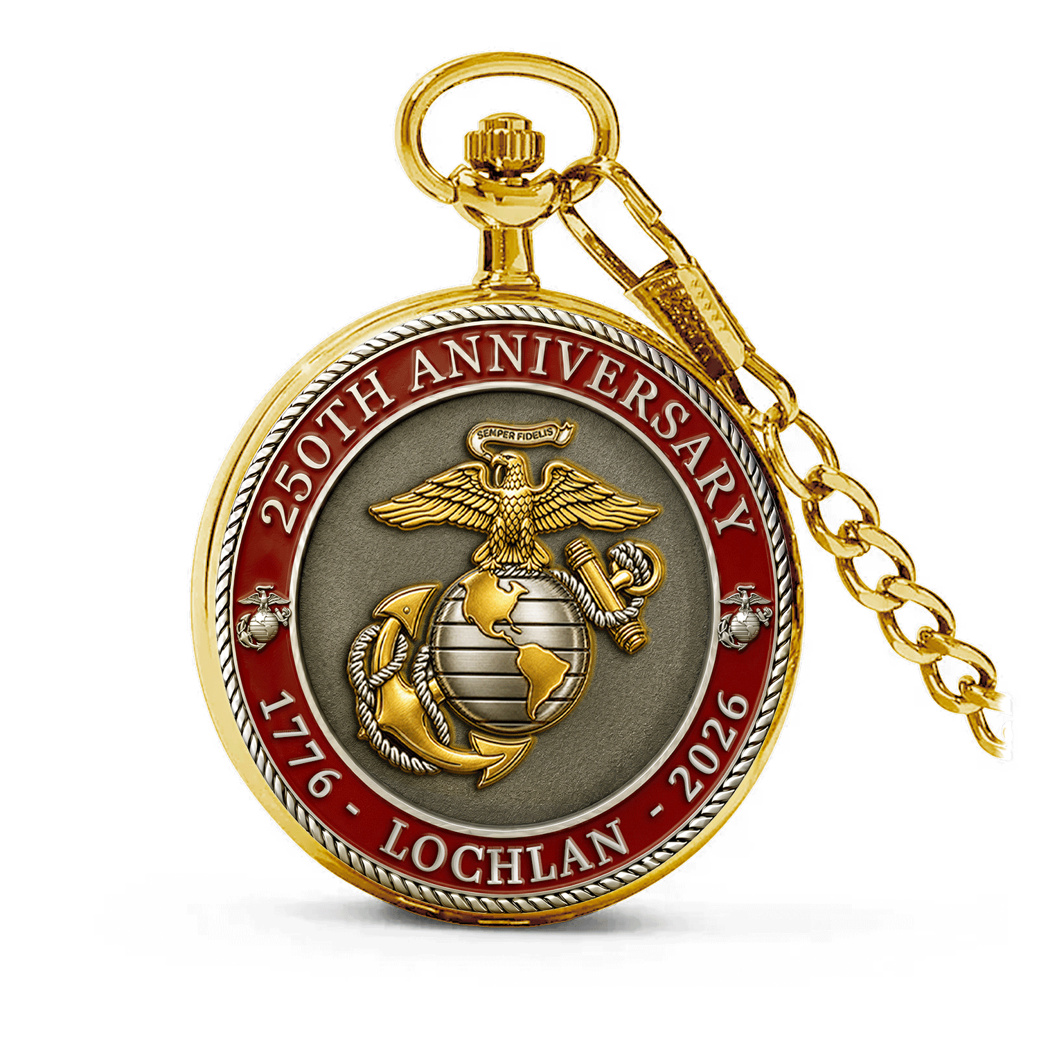 Personalized Marine Rank Pocket Watch 250 Years Gift