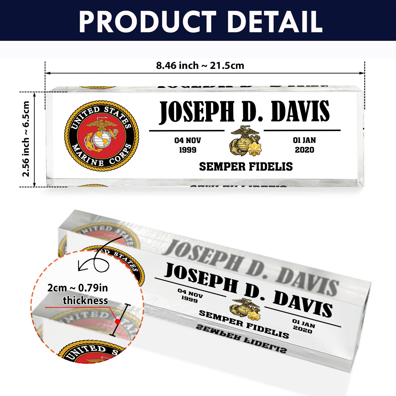 MARlME Custom Acrylic Plaque – Veteran & 250th Anniversary Gift