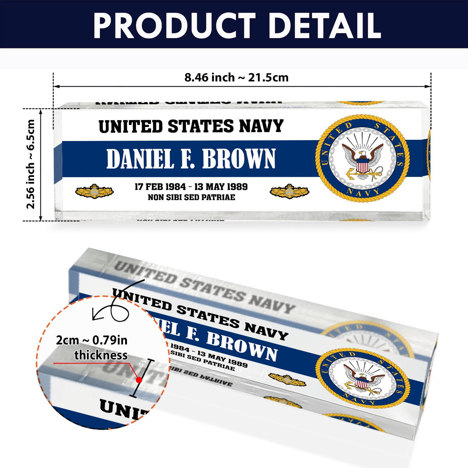 US Navy Seabees Acrylic Plaque – Custom Veteran Gift