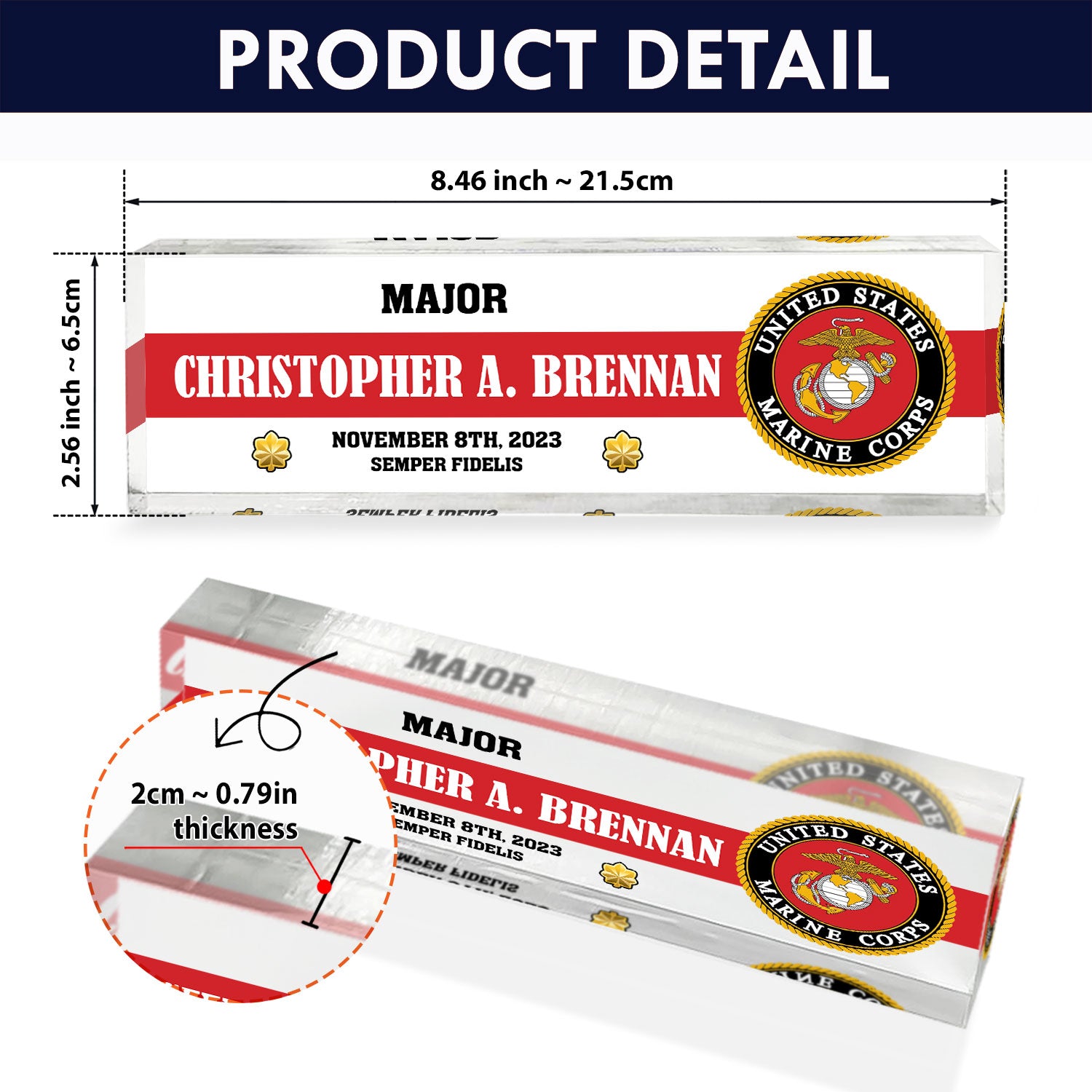 MARlNE Corps Custom Acrylic Plaque – Name, Rank & Year