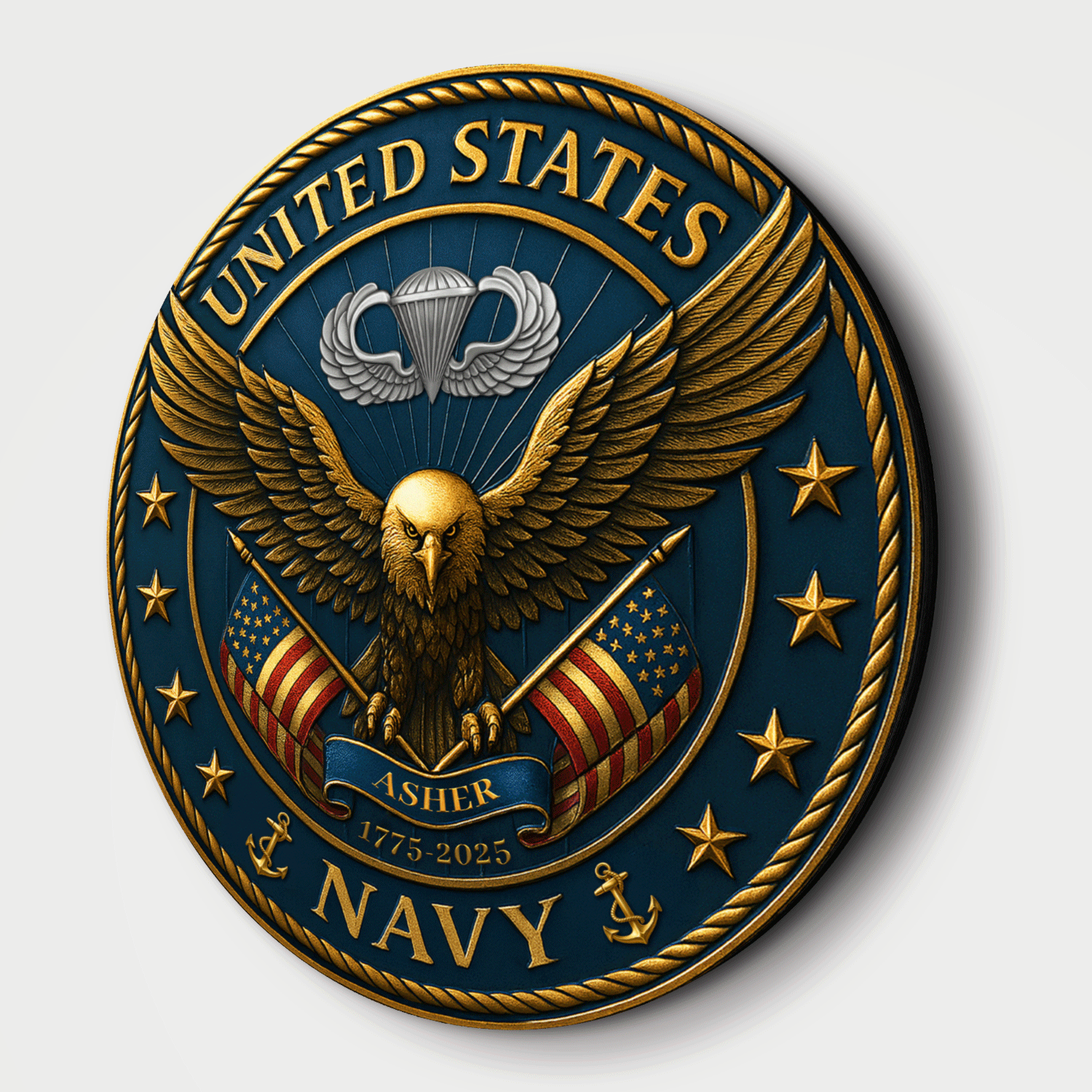 U.S. Navy Eagle Wooden Sign – Personalized Rank & Name