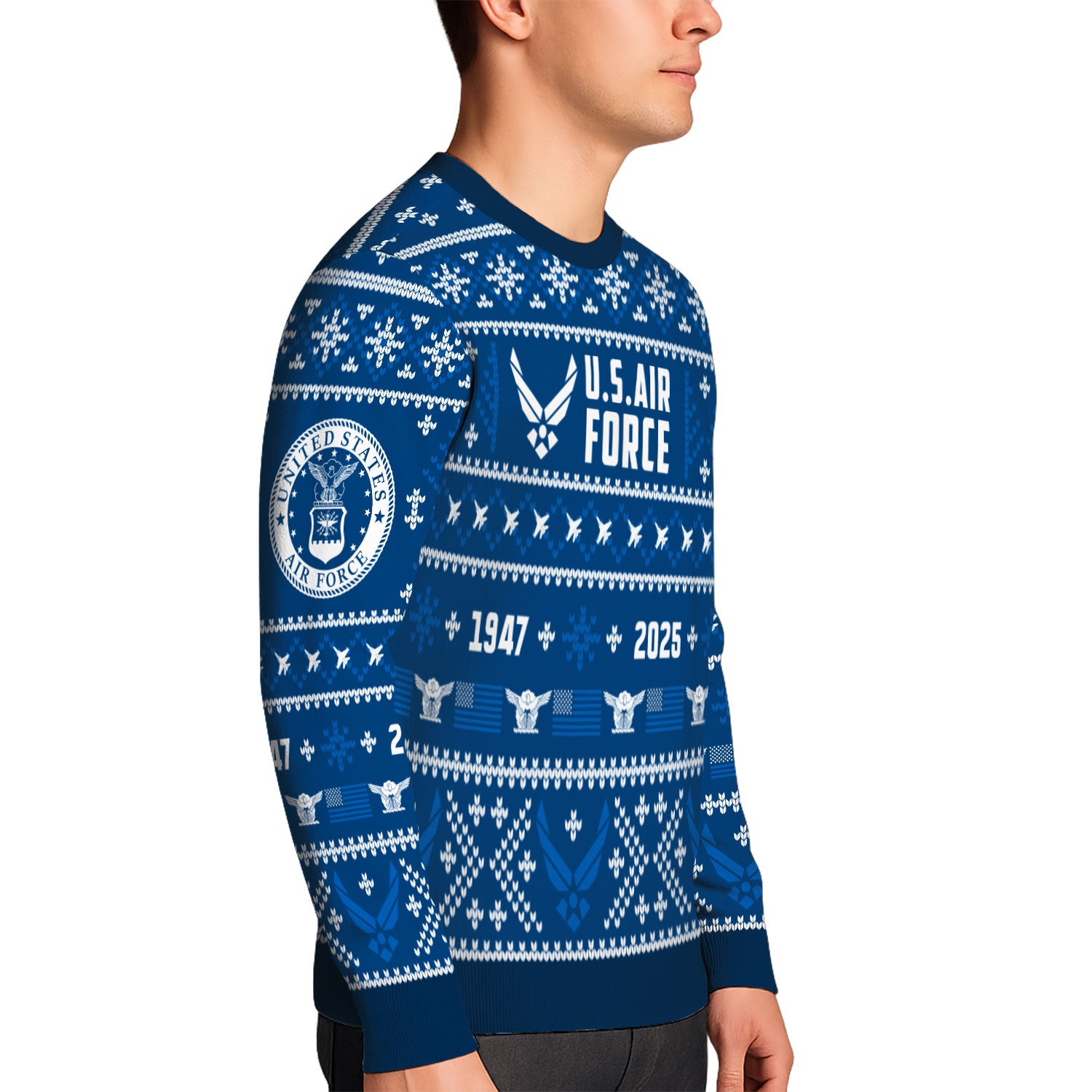 Custom Ranks And Text US Air Force Ugly Christmas Sweater for Women Men KAUST01