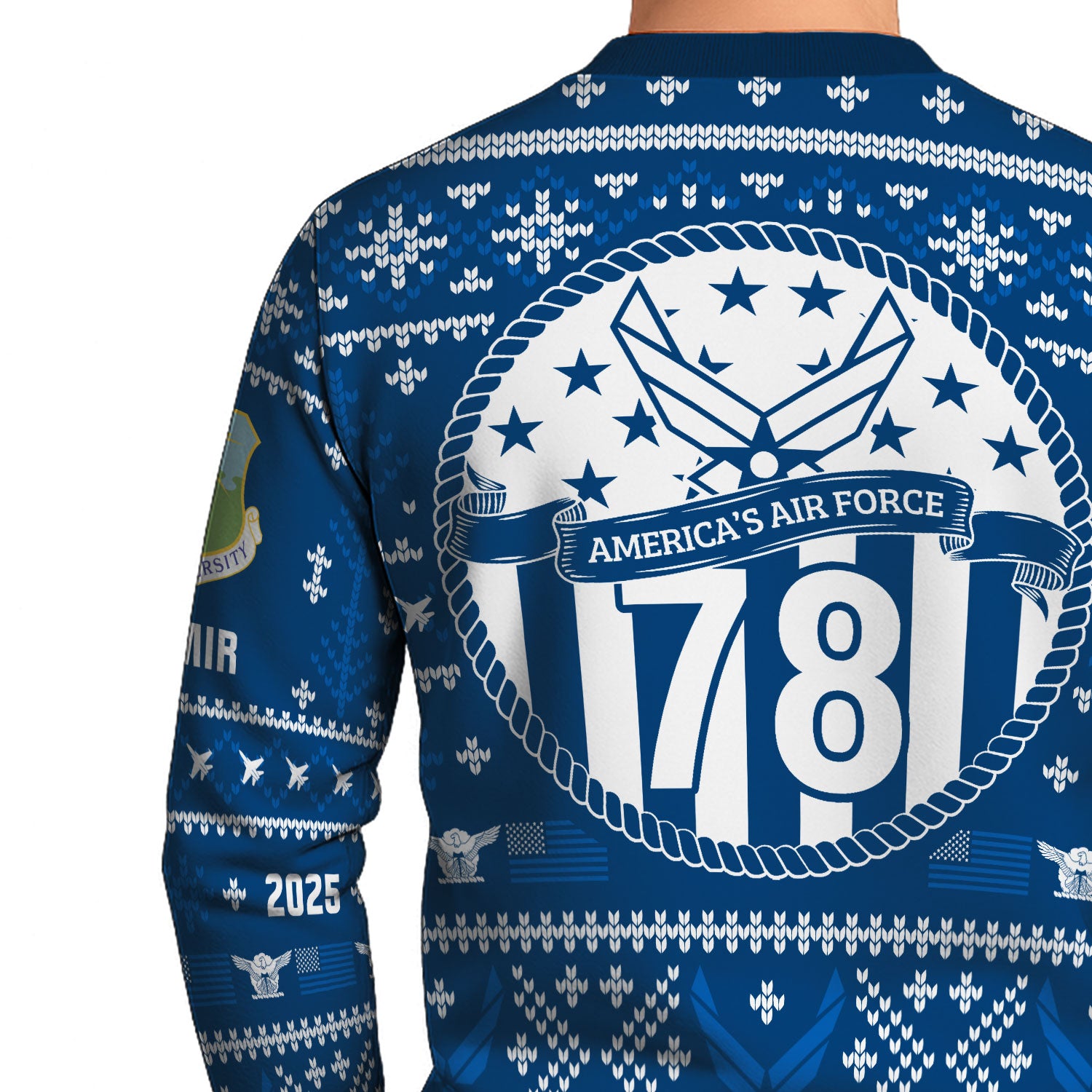 Custom Ranks And Text US Air Force Ugly Christmas Sweater for Women Men KAUST01