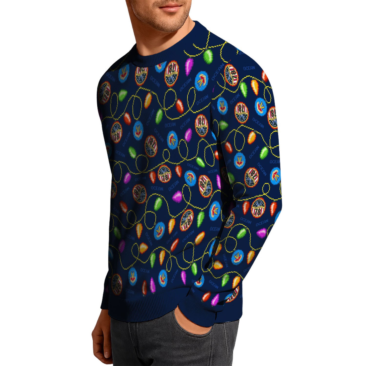 Custom Ranks And Text US Air Force Ugly Christmas Sweater for Women Men KAUST02