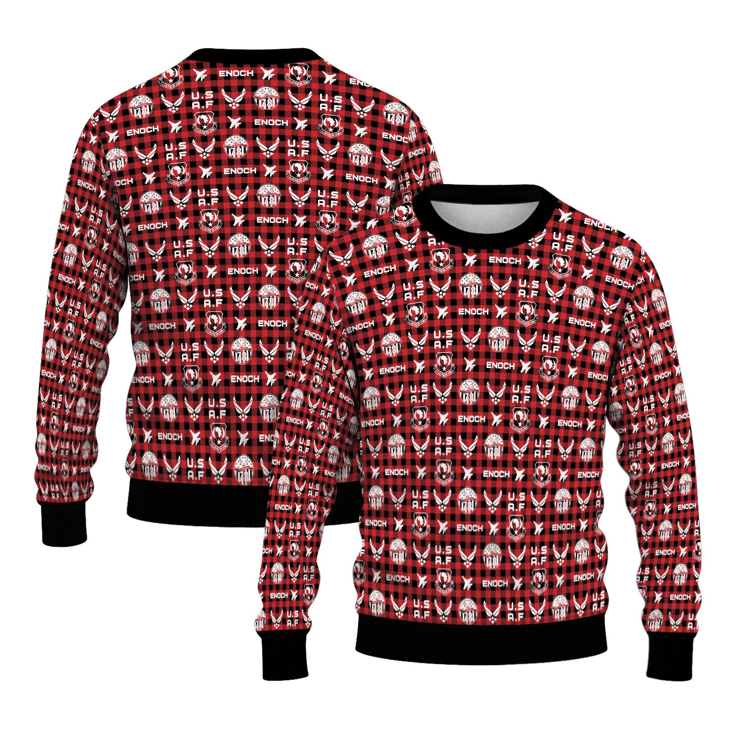 Custom Ranks And Text US Air Force Ugly Christmas Sweater for Women Men KAUST04