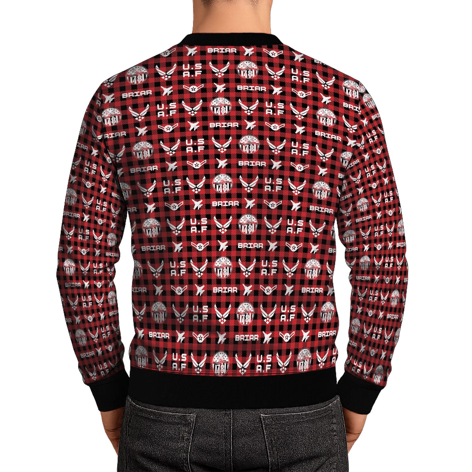 Custom Ranks And Text US Air Force Ugly Christmas Sweater for Women Men KAUST04