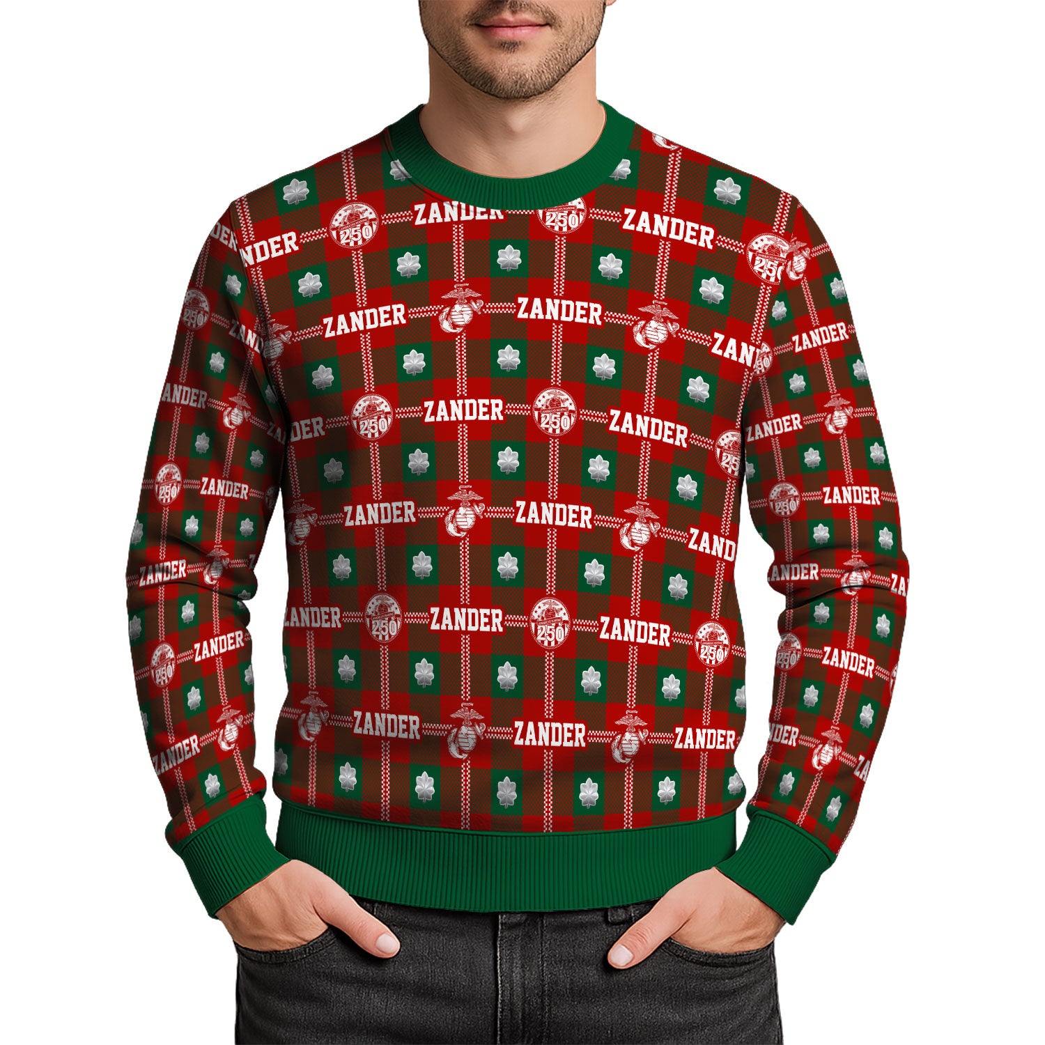 Custom Ranks And Text USMC Ugly Christmas Sweater for Women Men KAUST05
