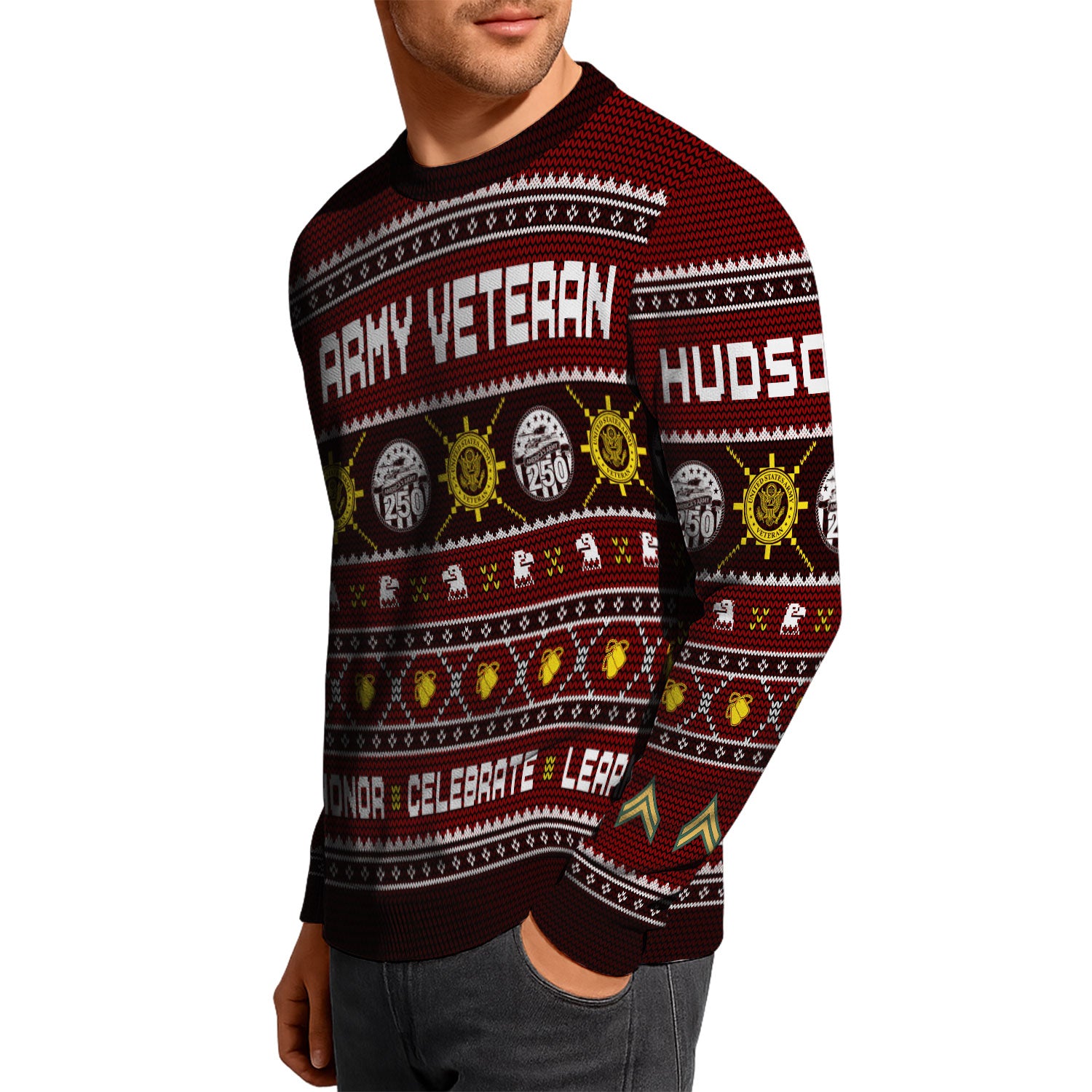 Custom Ranks And Text US Army Ugly Christmas Sweater for Women Men KAUST06
