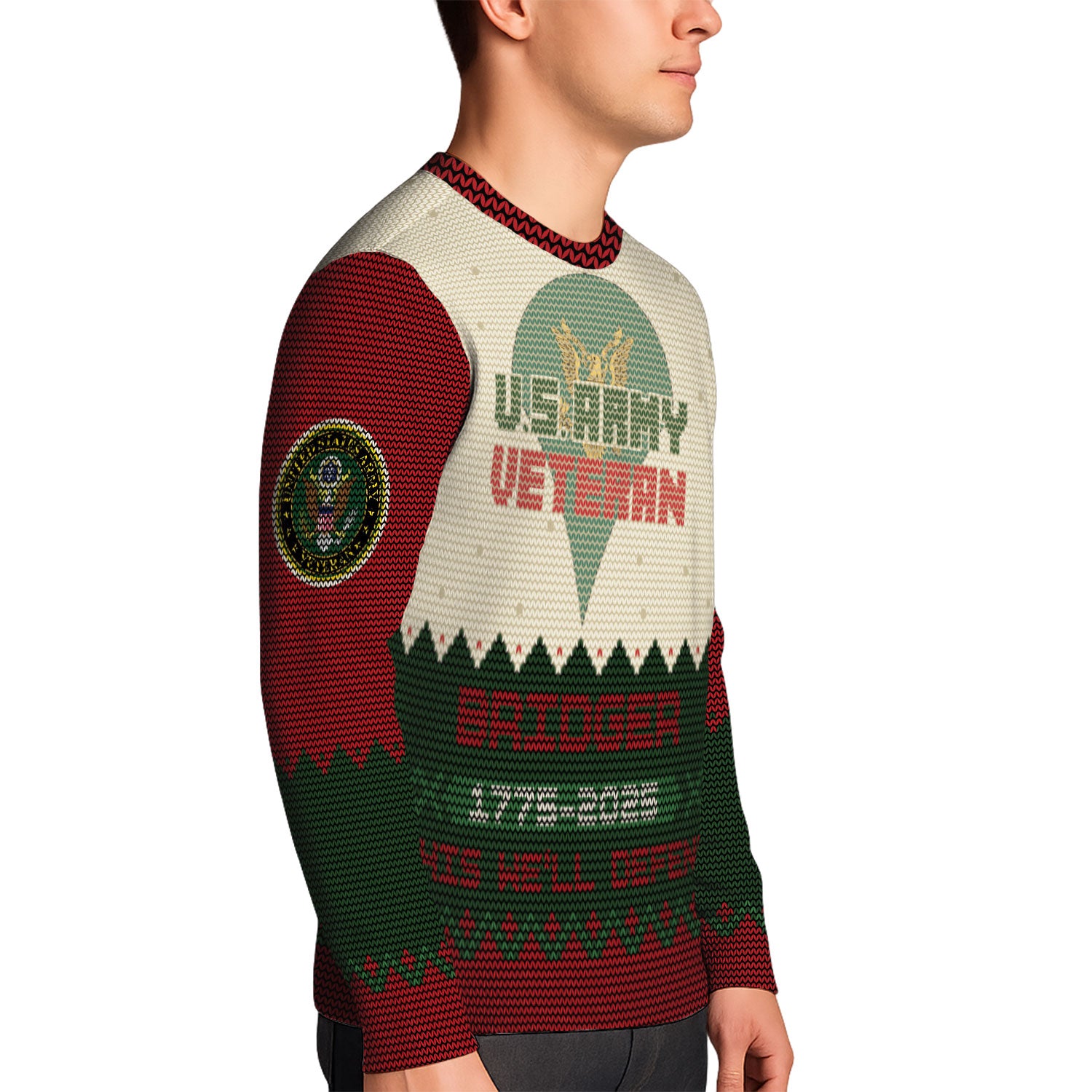 Custom Ranks And Text US Army Ugly Christmas Sweater for Women Men KAUST07