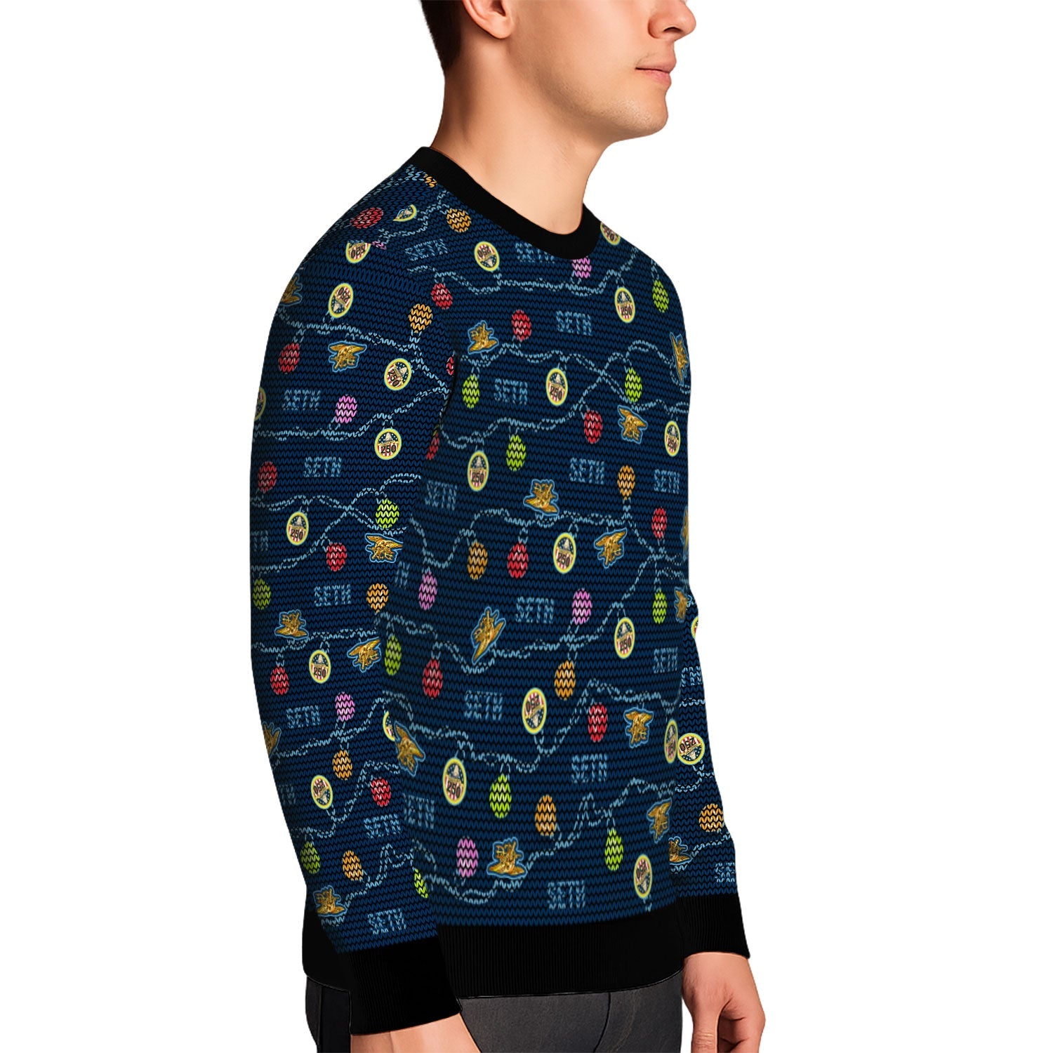 Personalized US Navy Christmas Ugly Sweater KAUST08