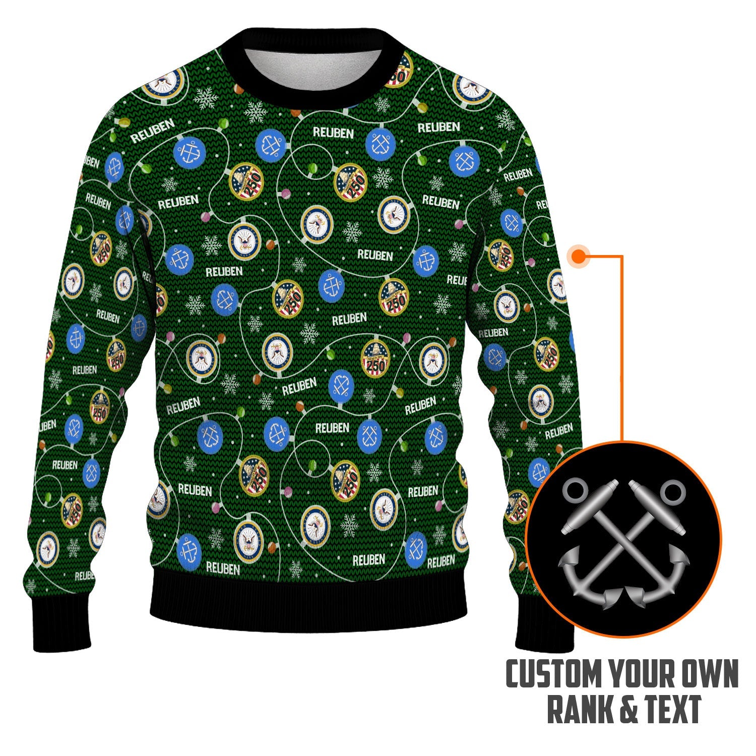 Personalized US Navy Christmas Ugly Sweater KAUST10