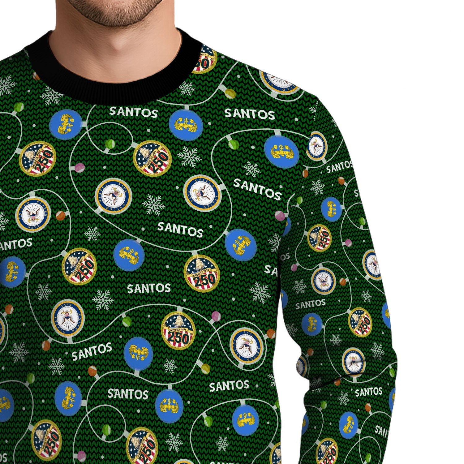 Personalized US Navy Christmas Ugly Sweater KAUST10