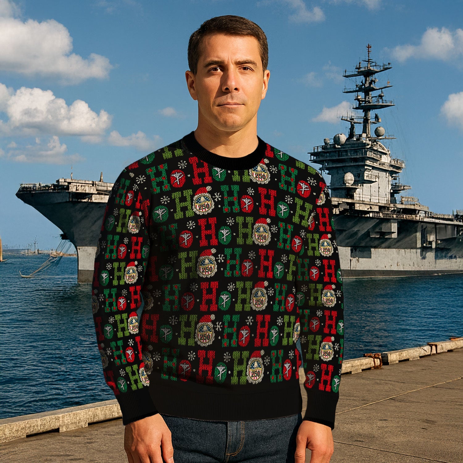 Personalized US Navy Christmas Ugly Sweater KAUST14