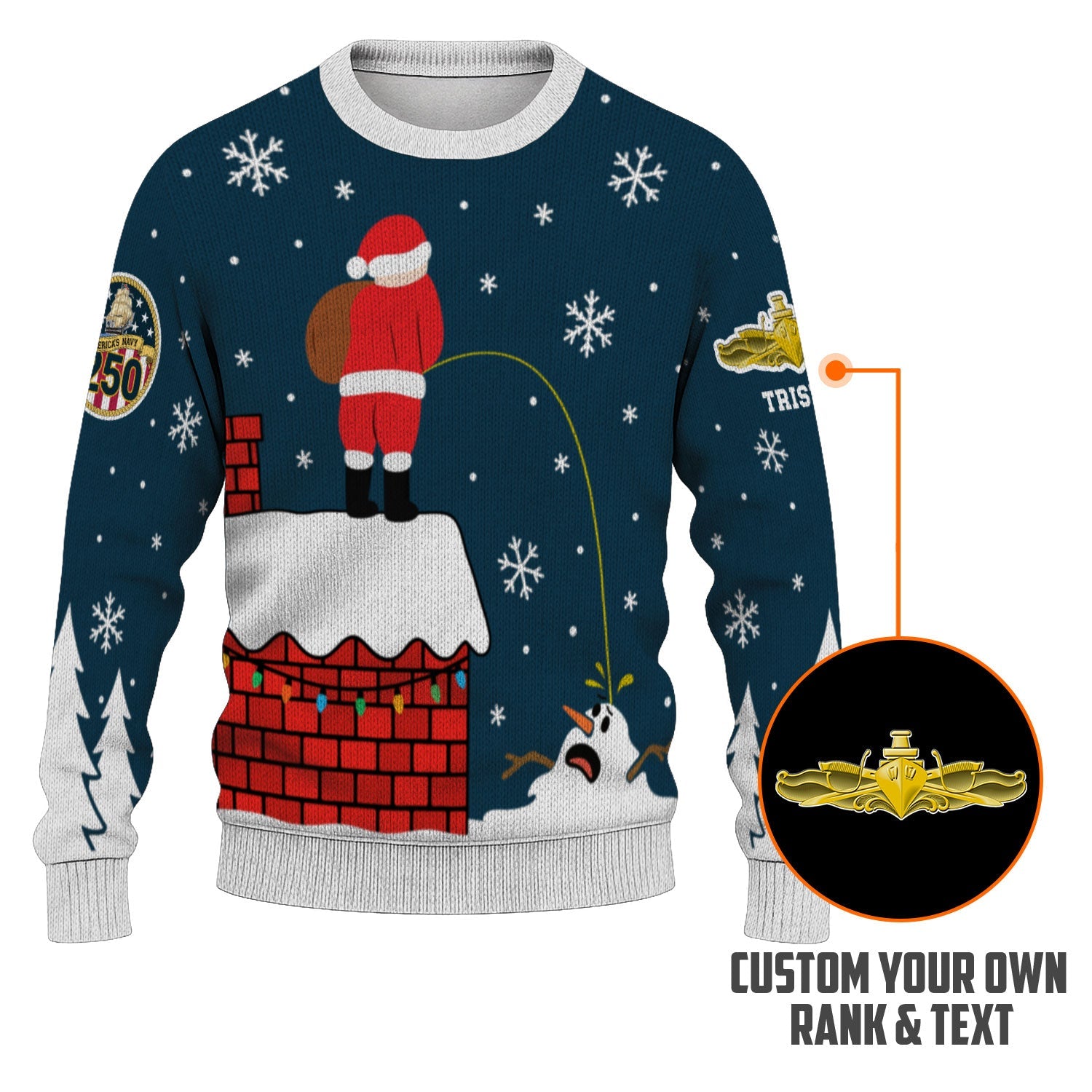 Personalized US Navy Christmas Ugly Sweater KAUST22