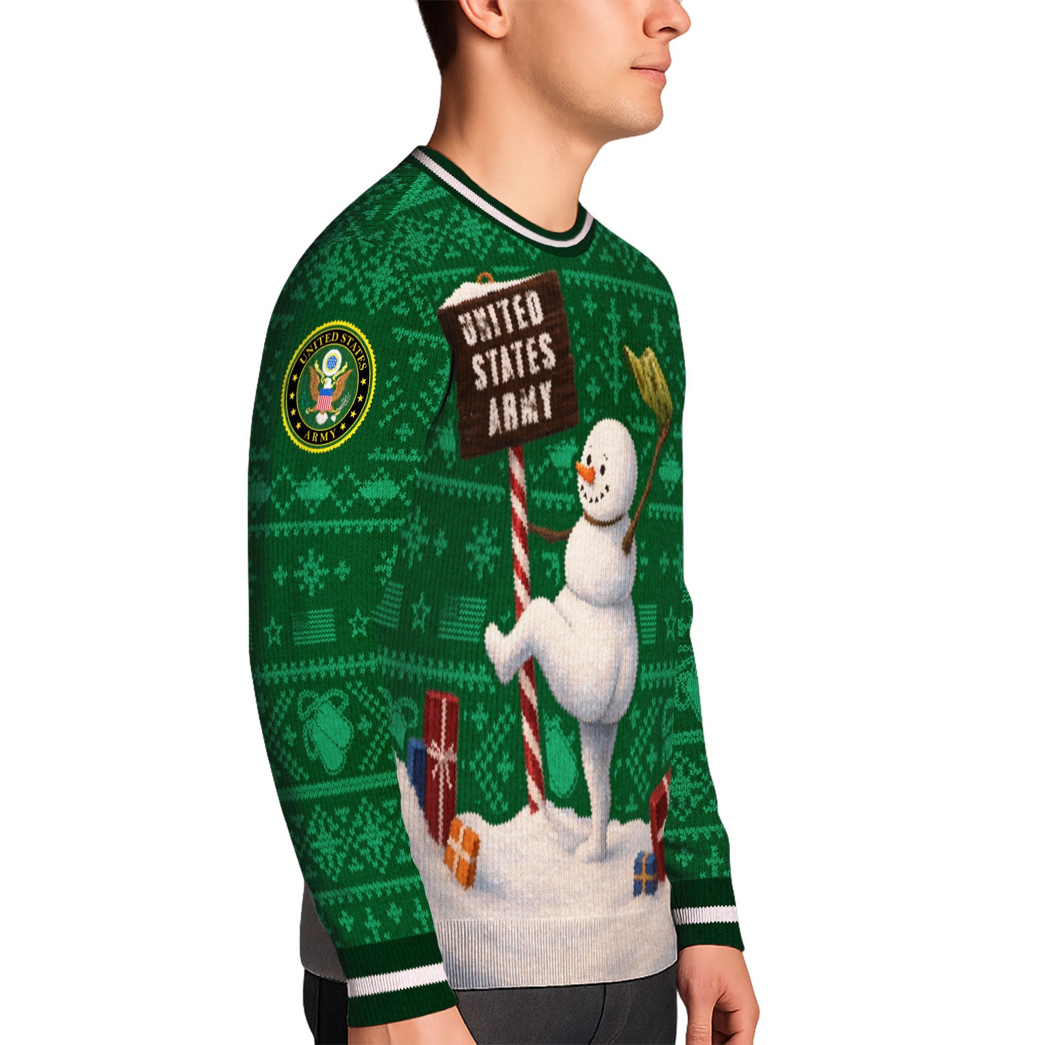 US Army Snowman Ugly Christmas Sweater