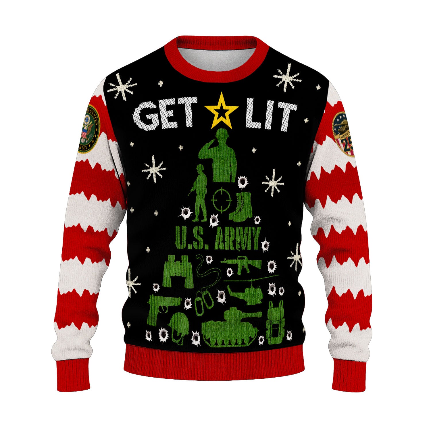 US Army Let It Xmas Tree Ugly Christmas Sweater