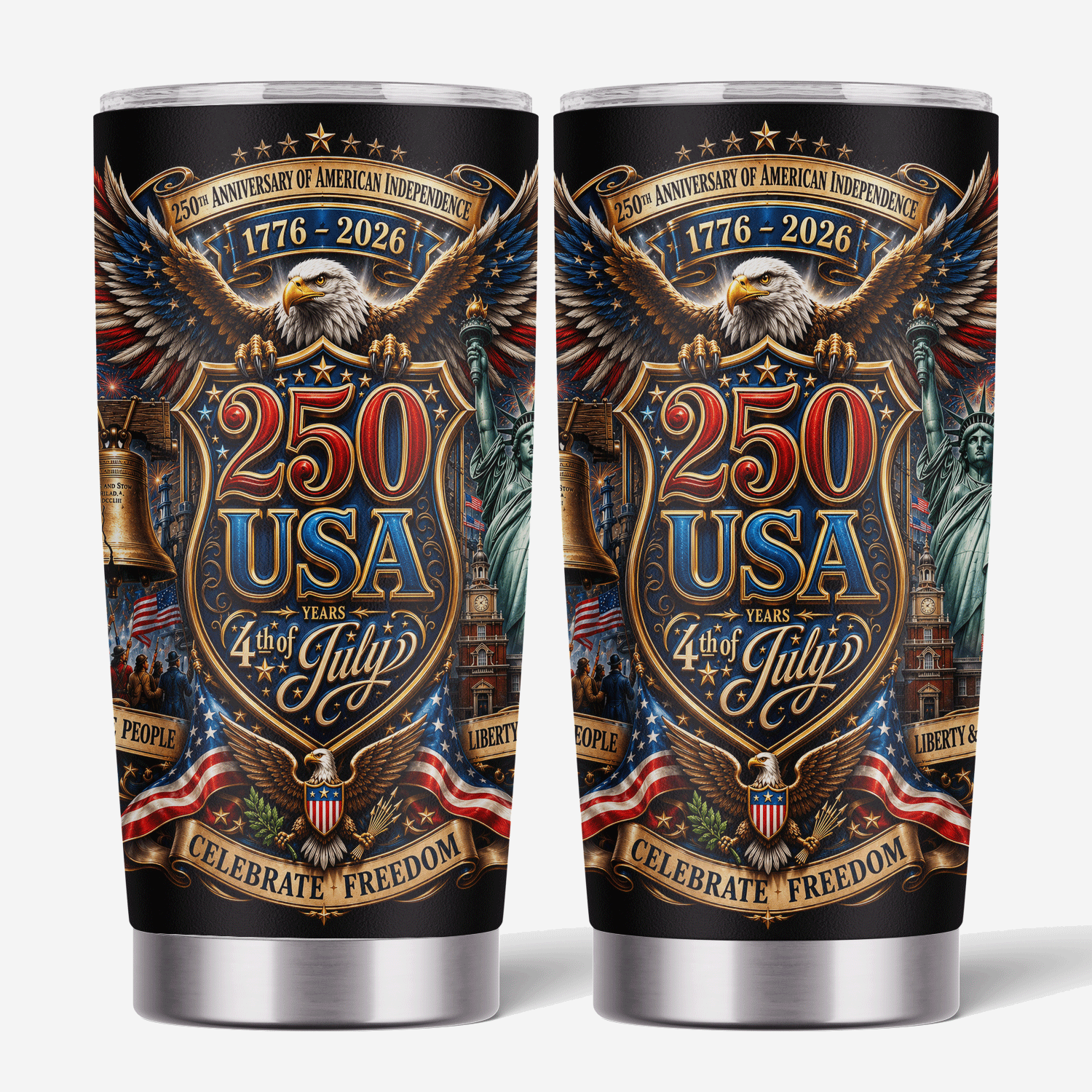 USA 250 Years 4th of July Freedom 20oz Stainless Tumbler