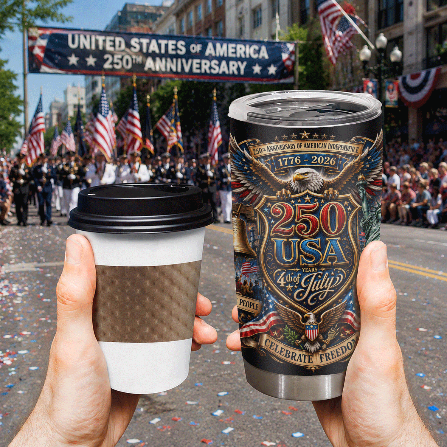 USA 250 Years 4th of July Freedom 20oz Stainless Tumbler