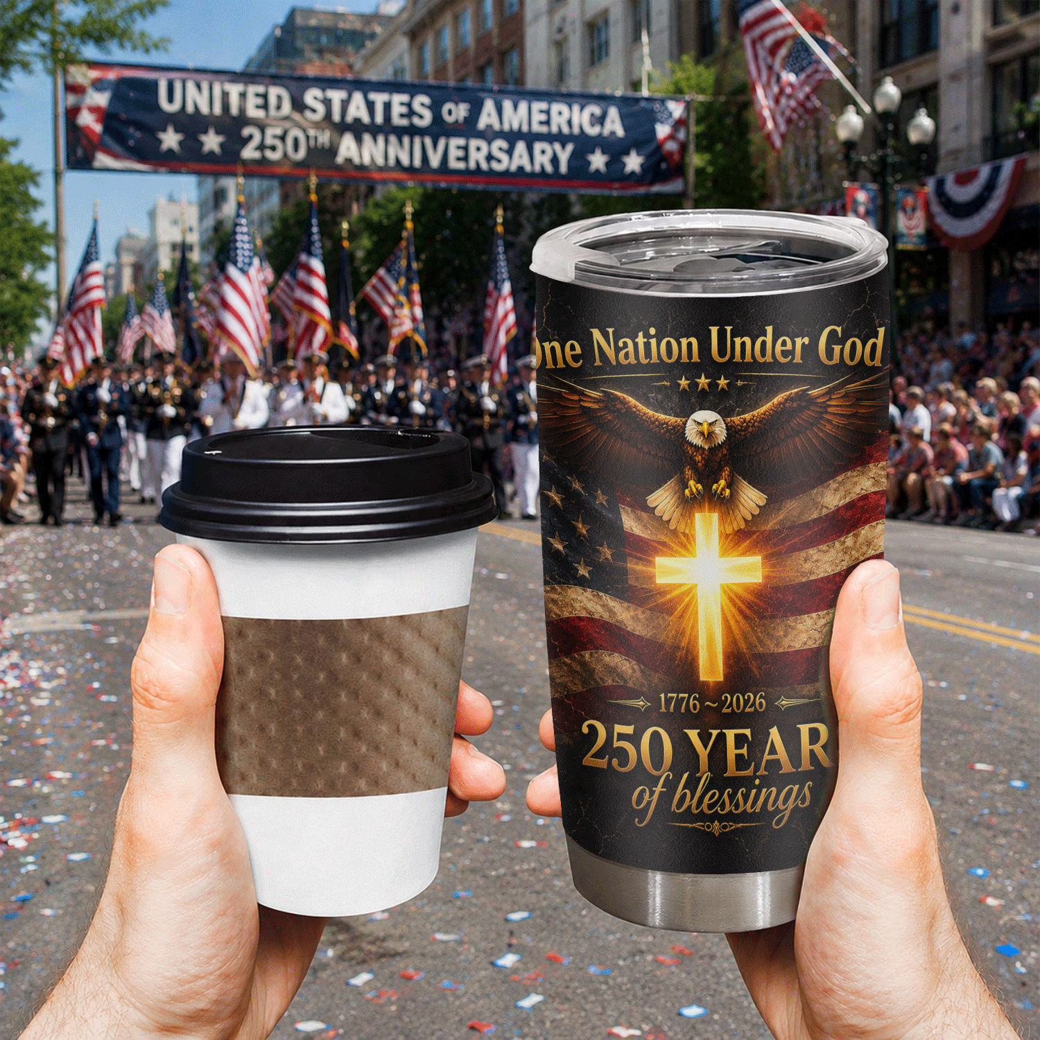 America 1776-2026 Christian Faith 20oz Stainless Tumbler